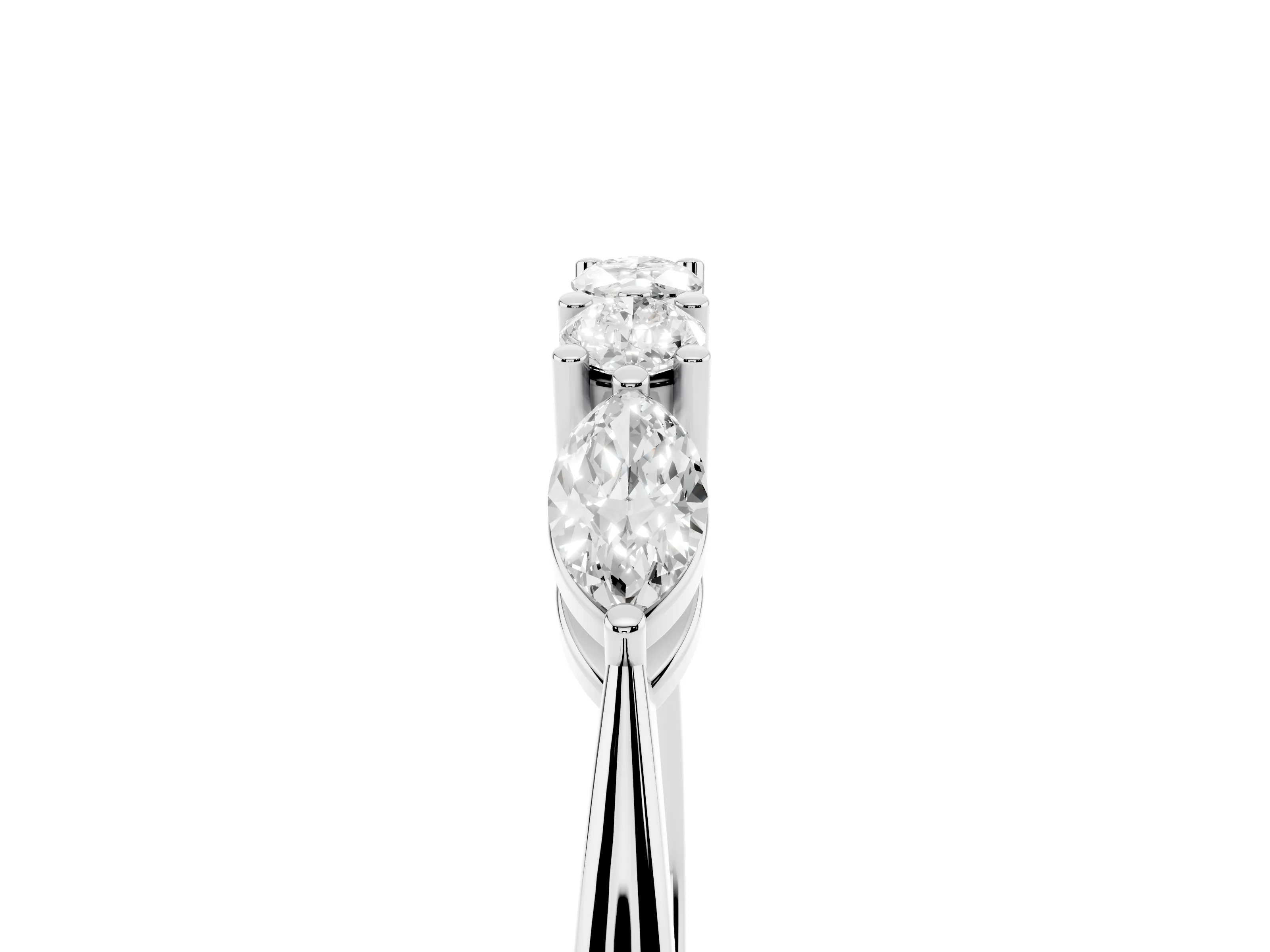 Round Diamond Five-Stone Half Eternity Band Set in White gold with Prong Setting