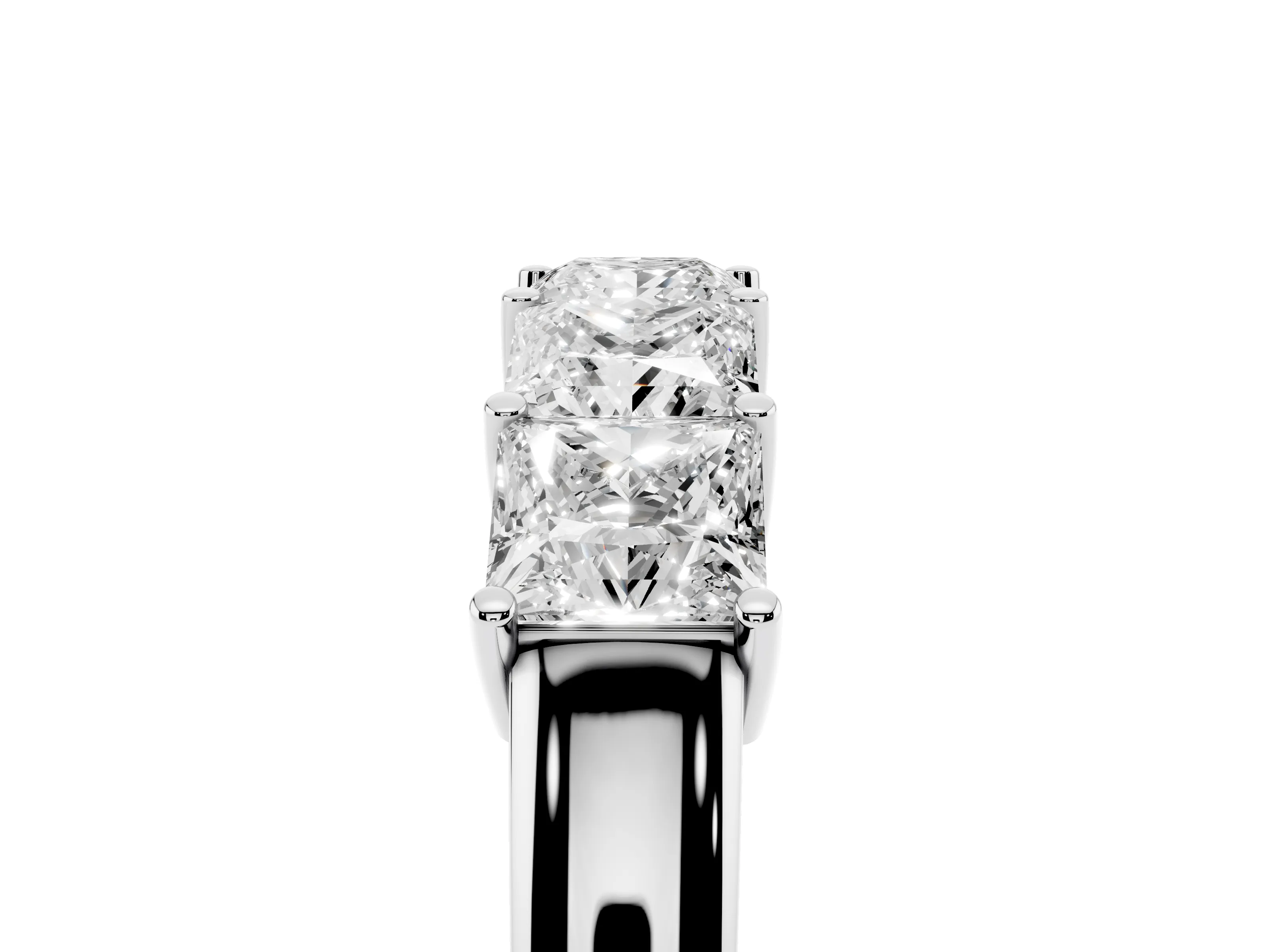 Princess Cut Diamond Five-Stone Band Set in Silver with Prong Setting