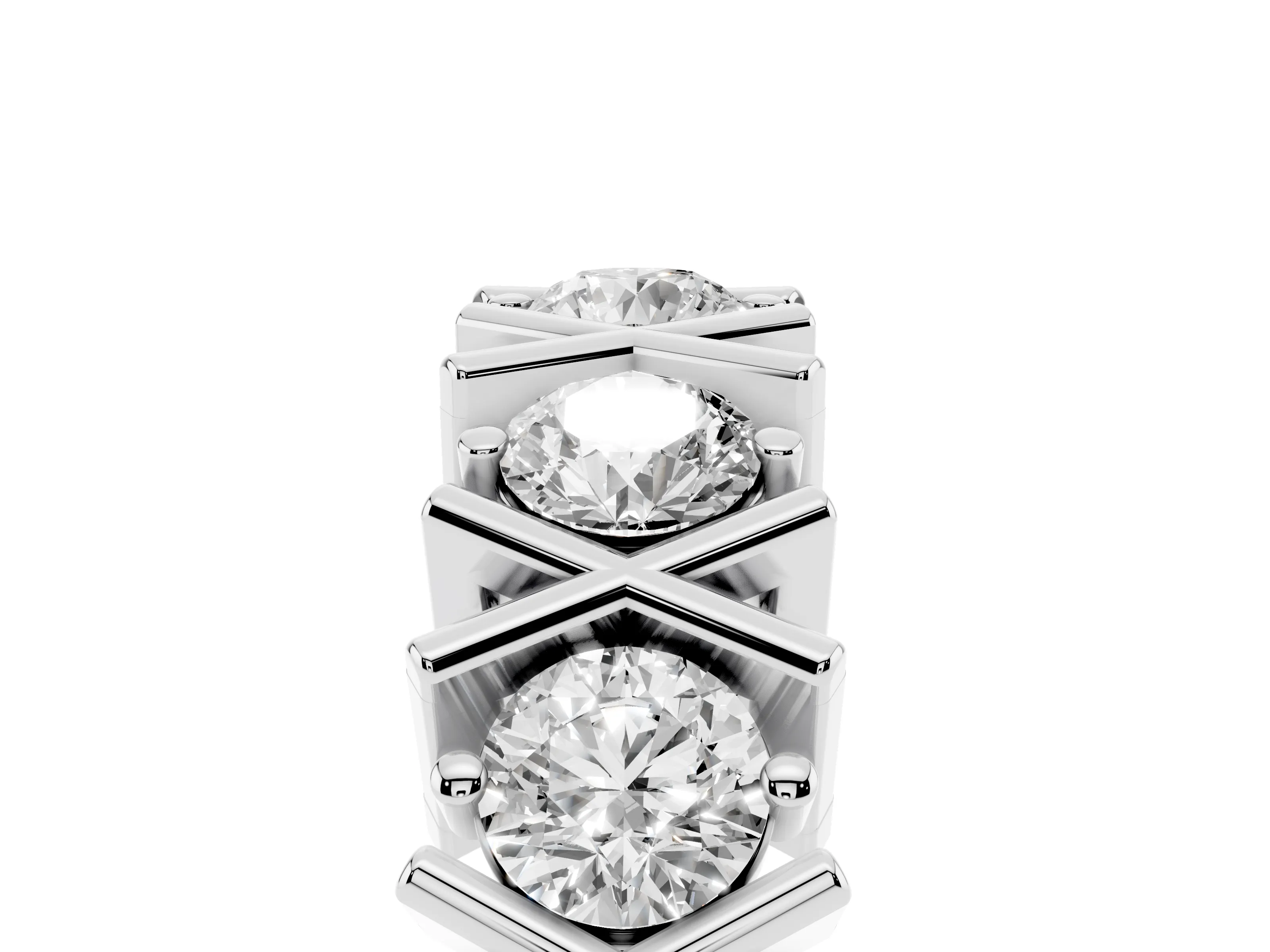 Round Diamond Channel Band Set in Silver with X-Prong Detail