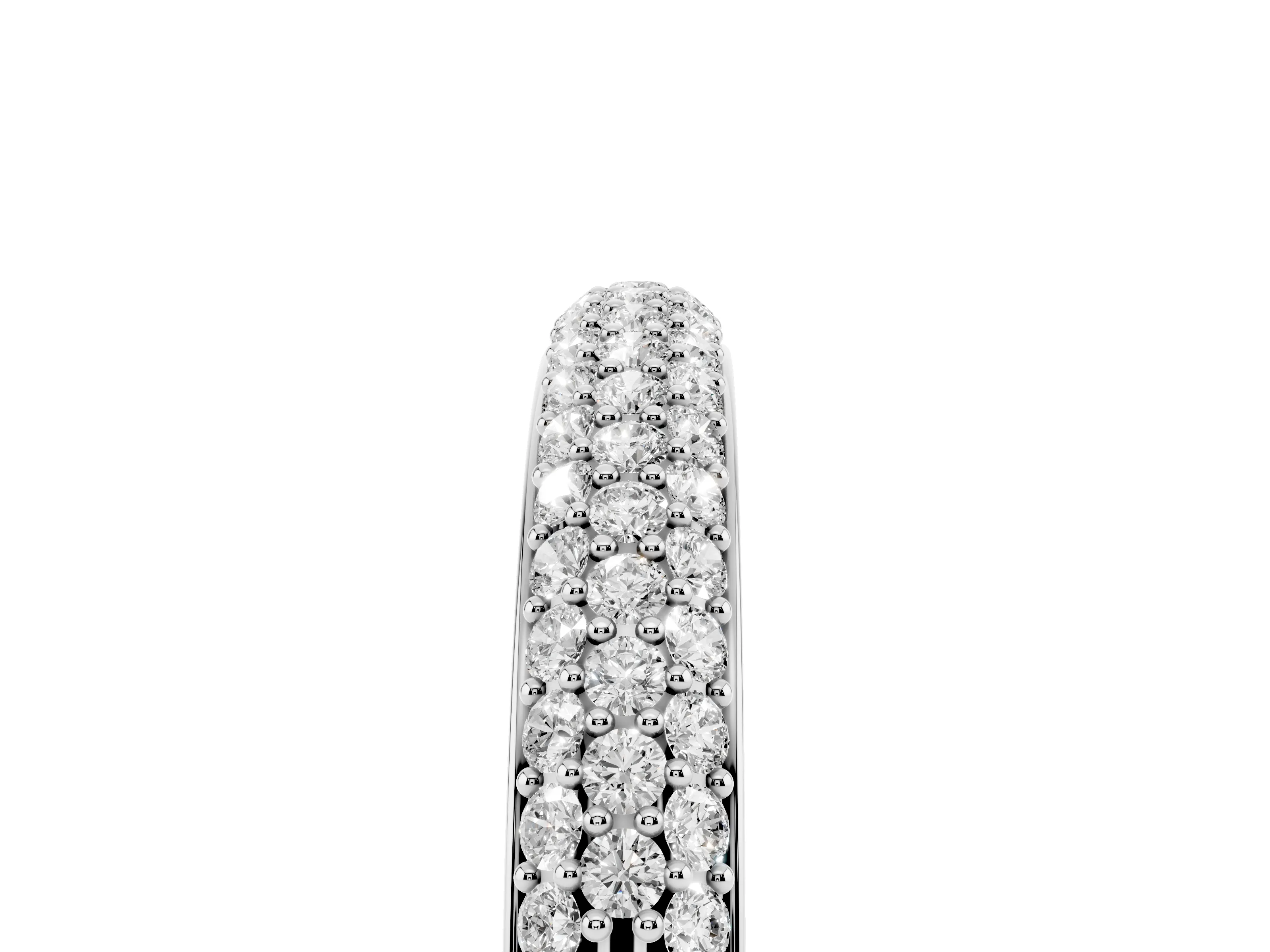 Round Diamond Three-Row Pavé Eternity Band Set in White gold with Shared Prongs