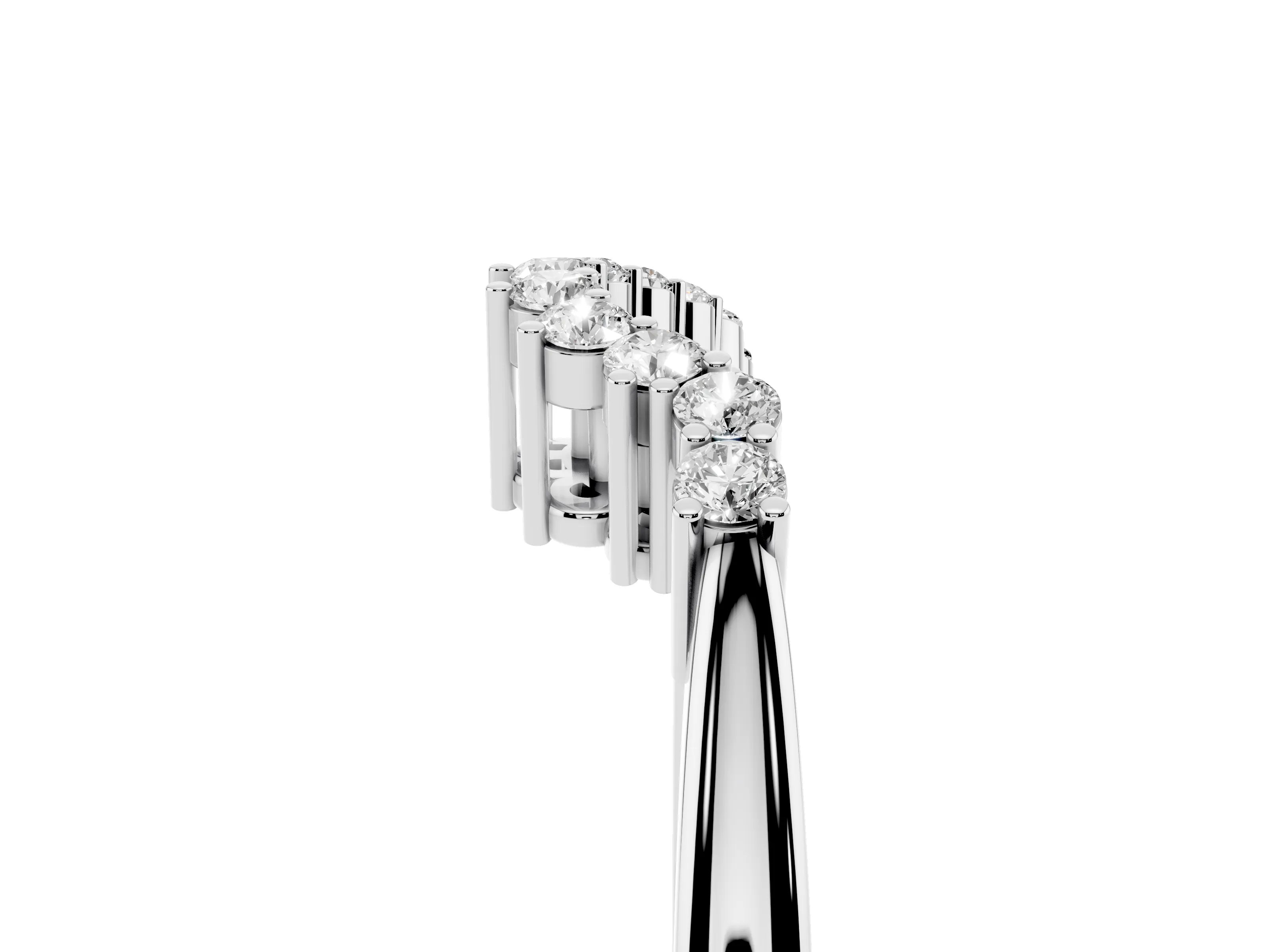 Round Diamond V-Shaped Band Set in Silver with Prong-Set Row