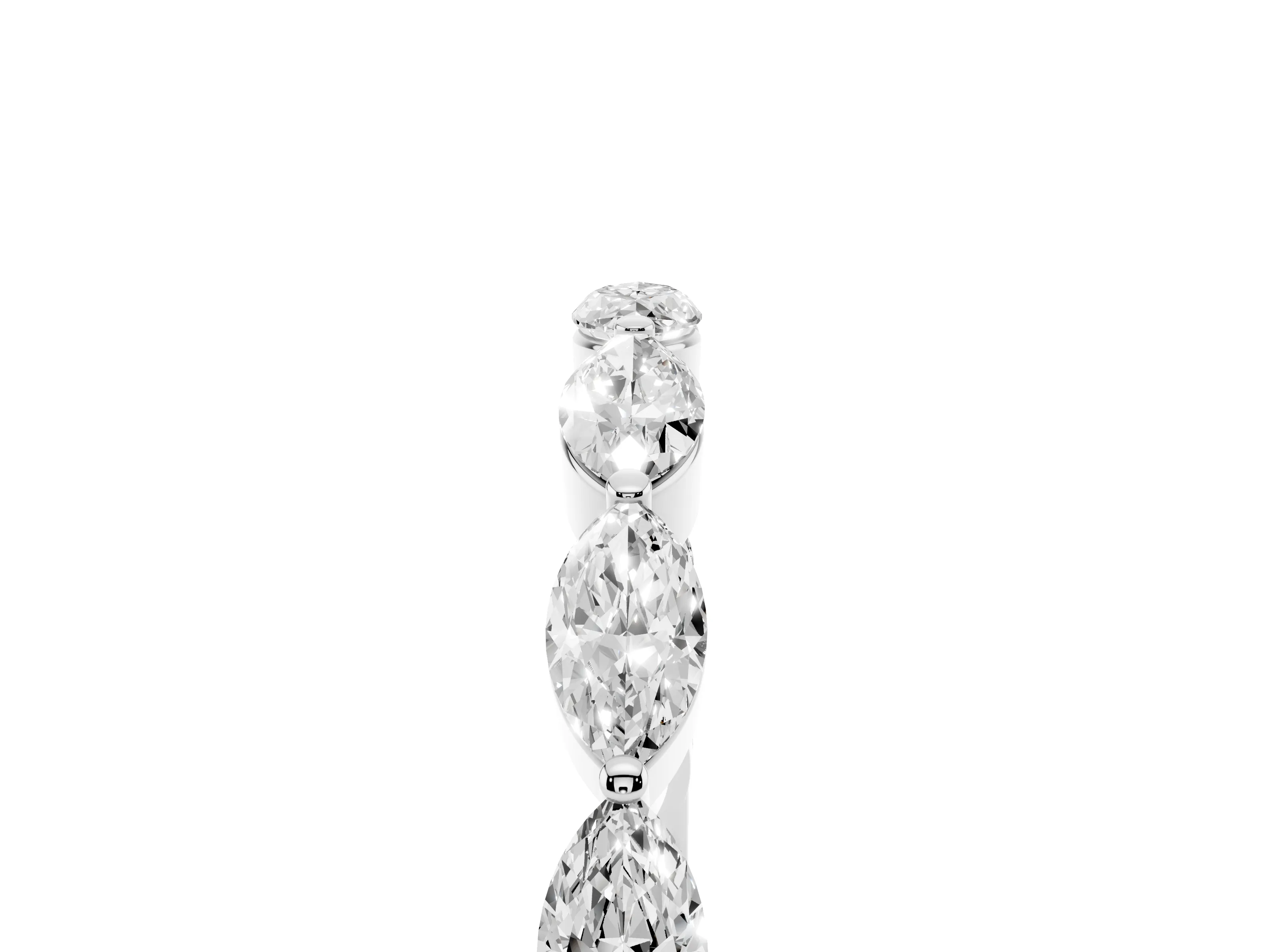Marquise Diamond Half Eternity Band Set in Silver with Prong Setting