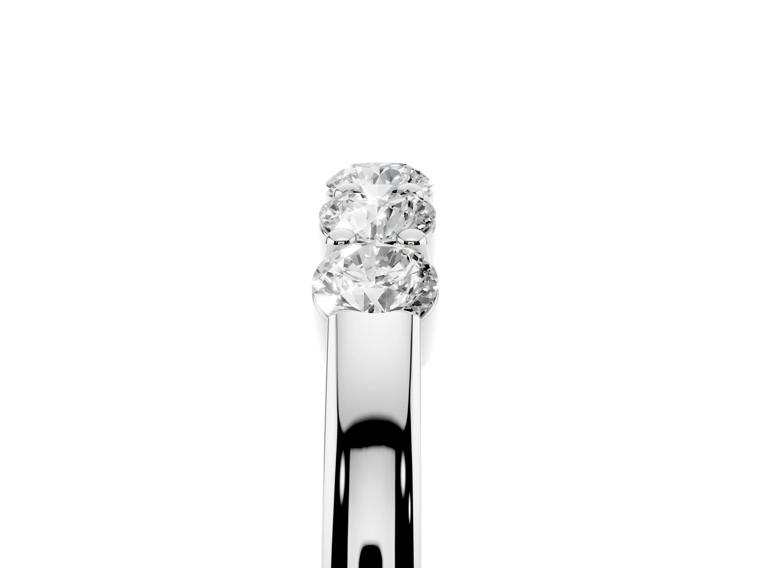 Five-Stone Round Diamond Channel Band Set in Silver with Shared Prong Setting