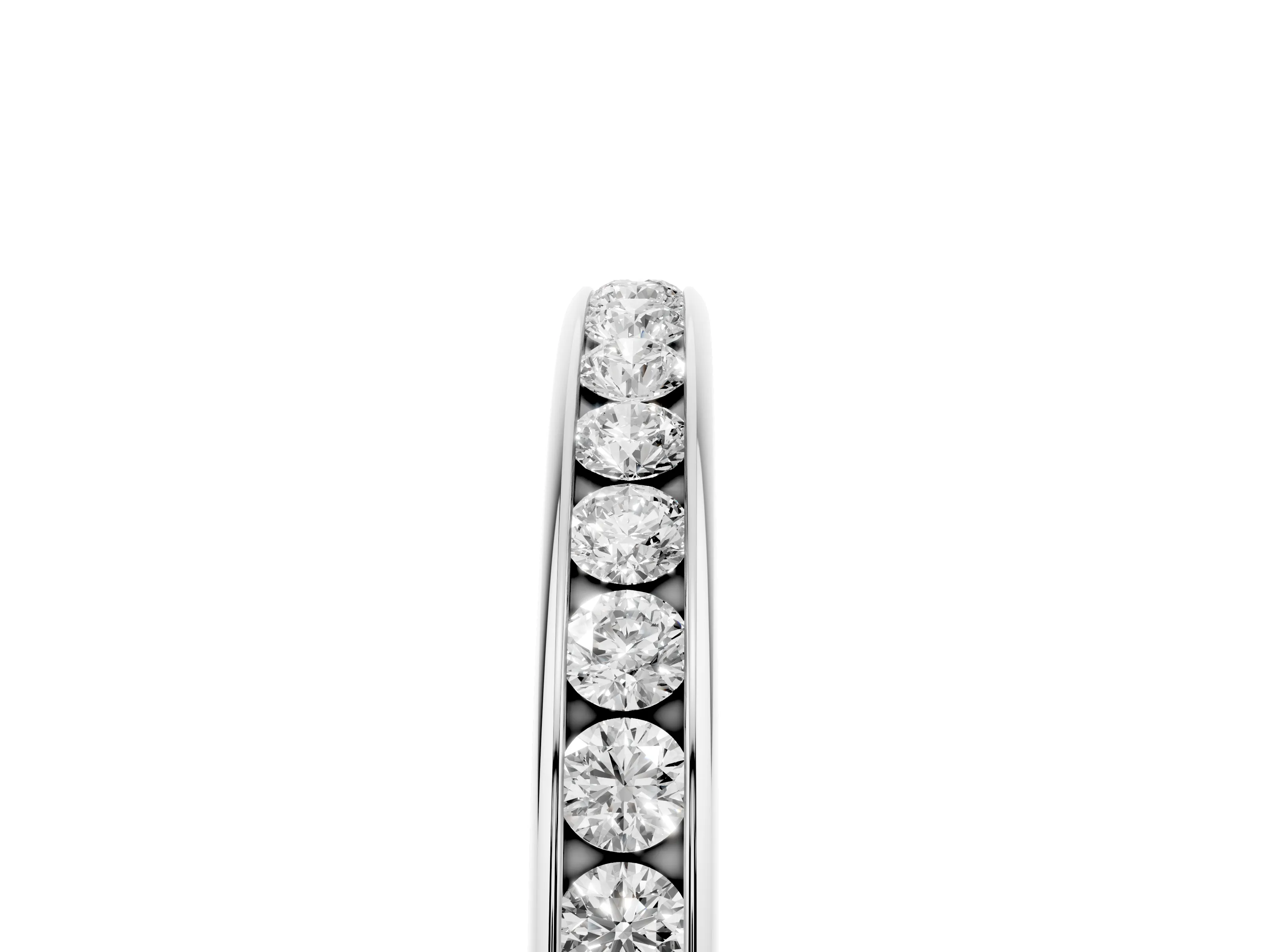 Round Diamond Everyday Comfort Fit Band Set in Platinum with Aligned Channel Row