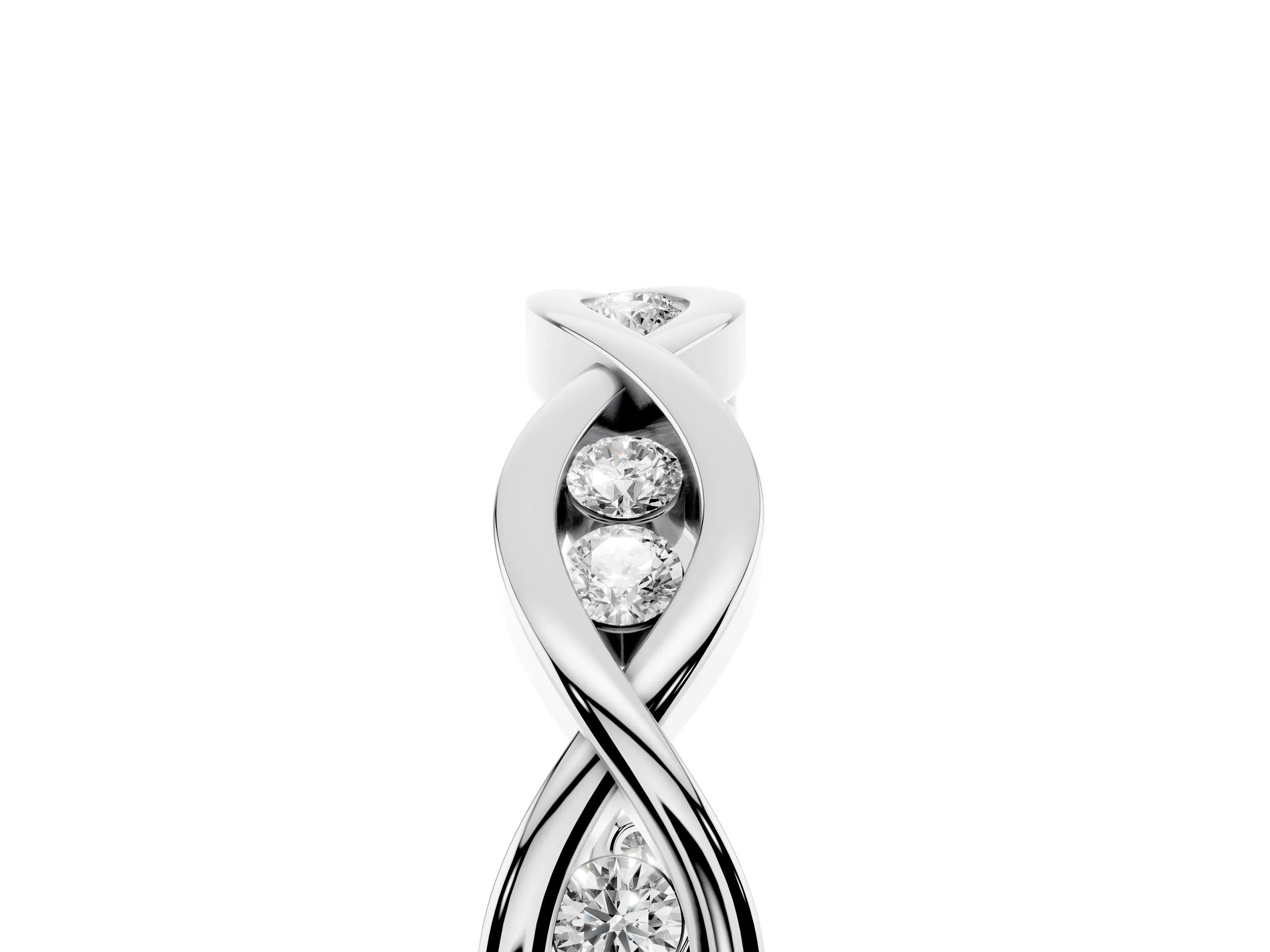 Round Diamond Twist Eternity Band Set in Silver with Bezel Setting