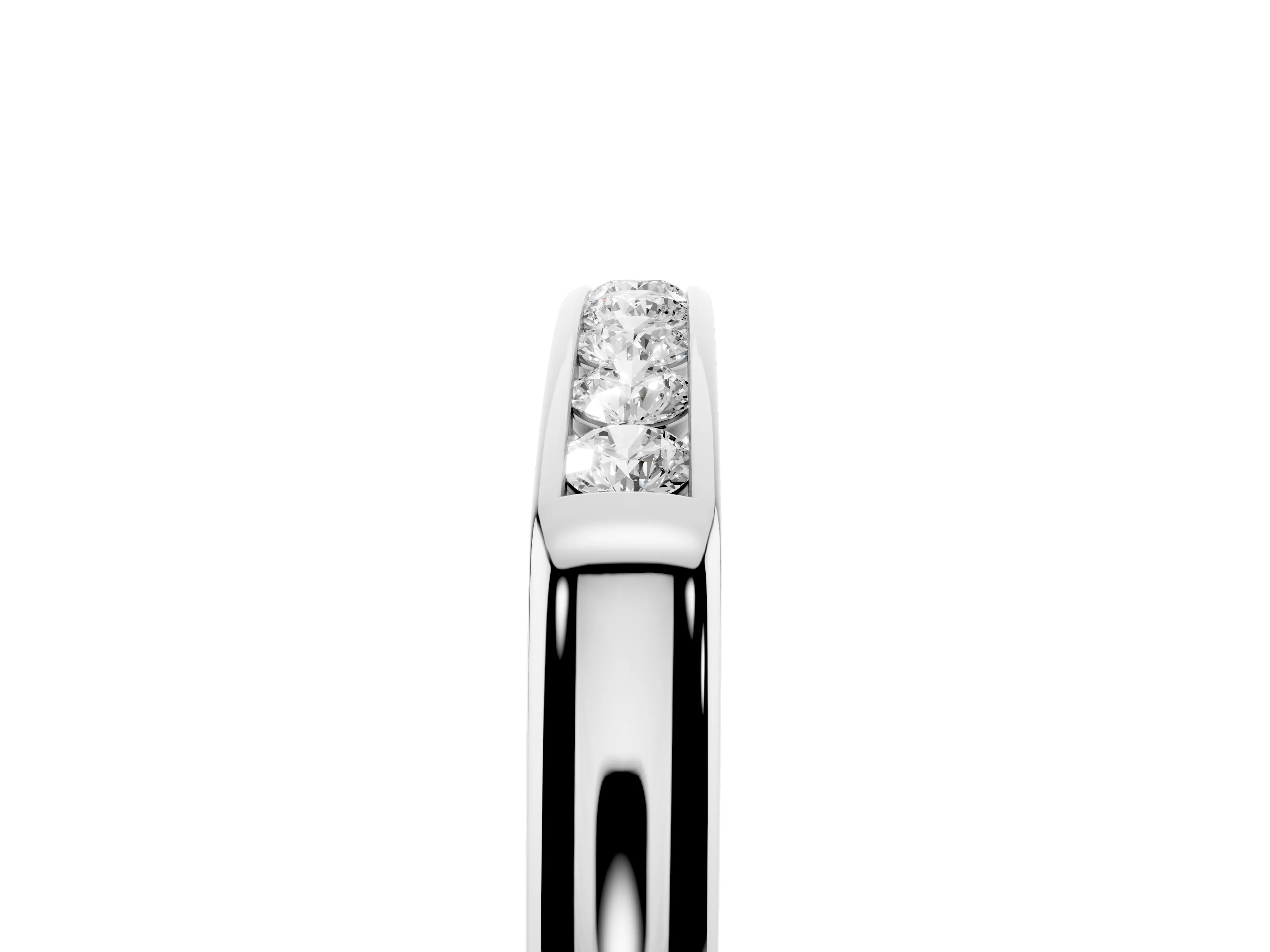Round Diamond Flat Band Set in Silver with Six-Stone Channel Setting