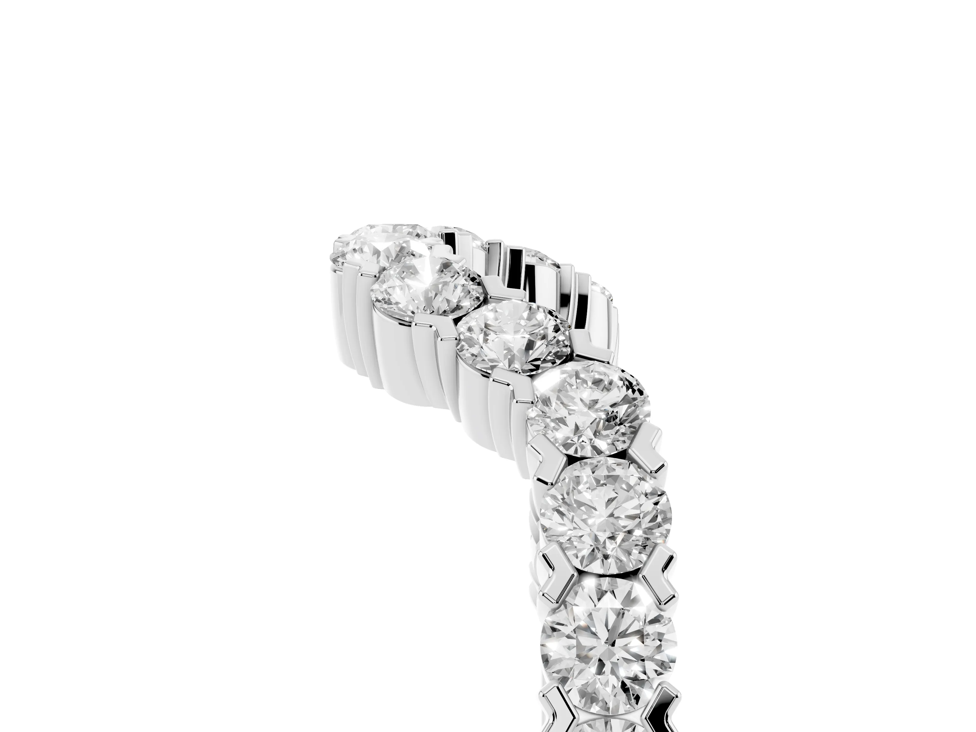 Round Diamond V-Shaped Pavé Band Set in Platinum with Prong Setting