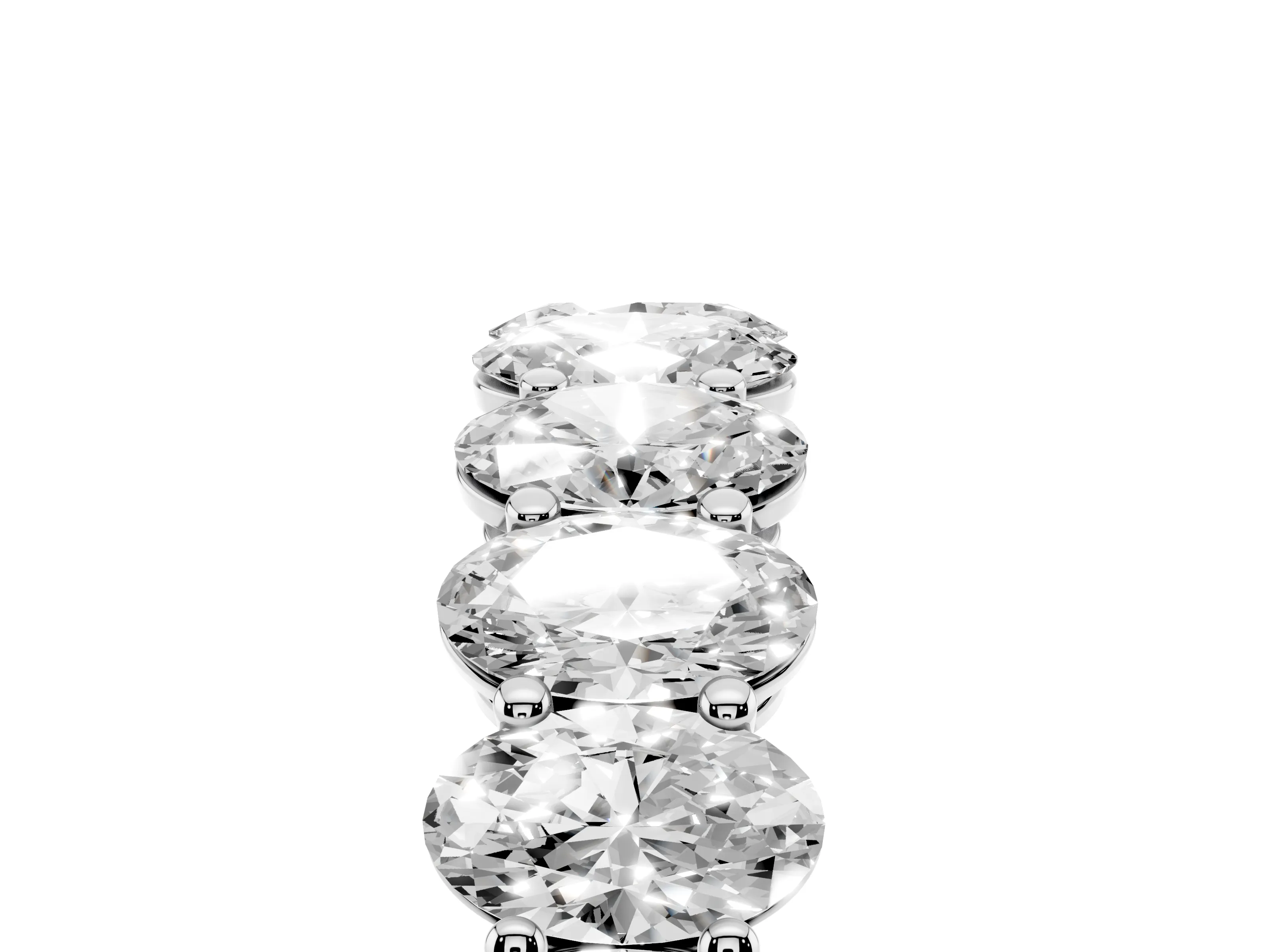 Oval Diamond Eternity Band Set in Silver with Prong Setting