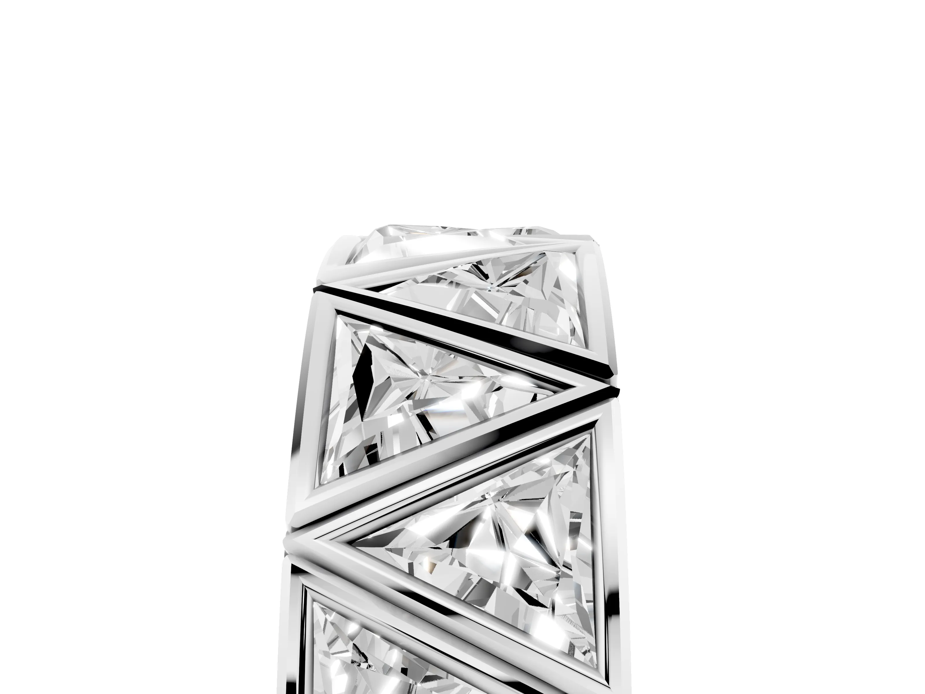 Triangle Diamond Geometric Mens Band Set in Silver with Framed Sections