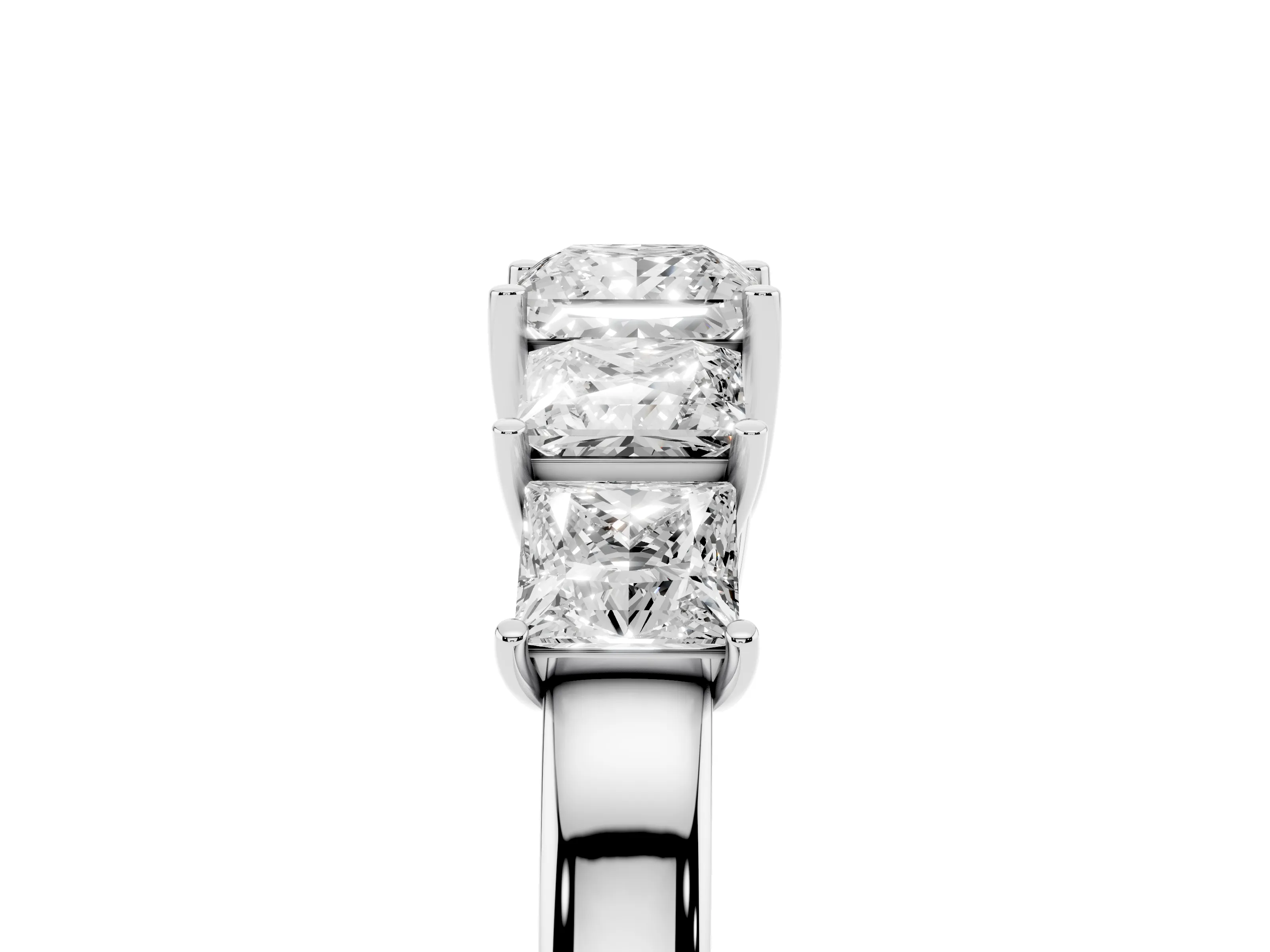 Princess Cut Diamond Five-Stone Ring Set in Silver with Individual Prong Settings