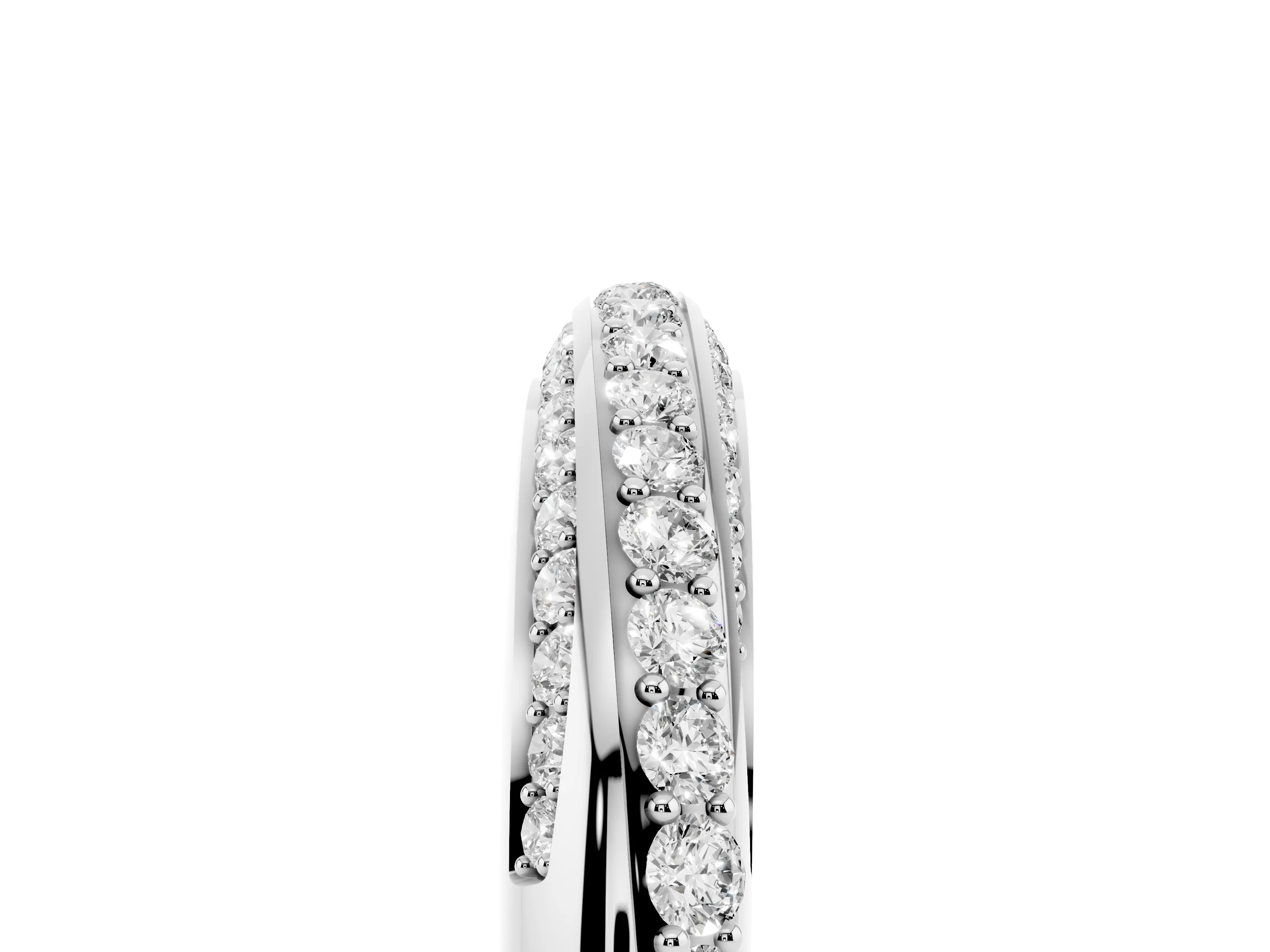 Round Diamond Double Row Pavé Band Set in White gold with Channel Setting