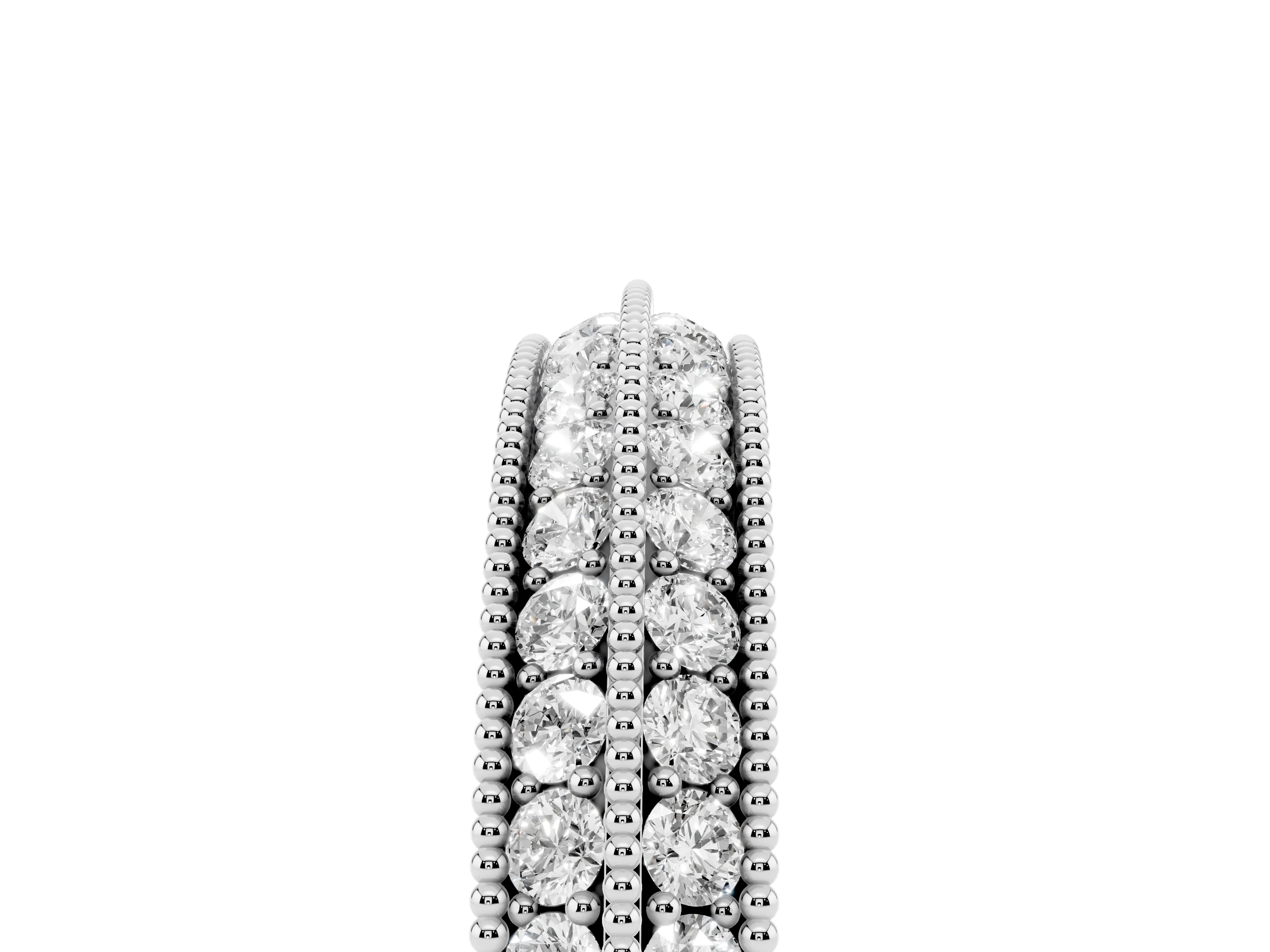 Round Diamond Milgrain Pavé Eternity Band Set in White gold