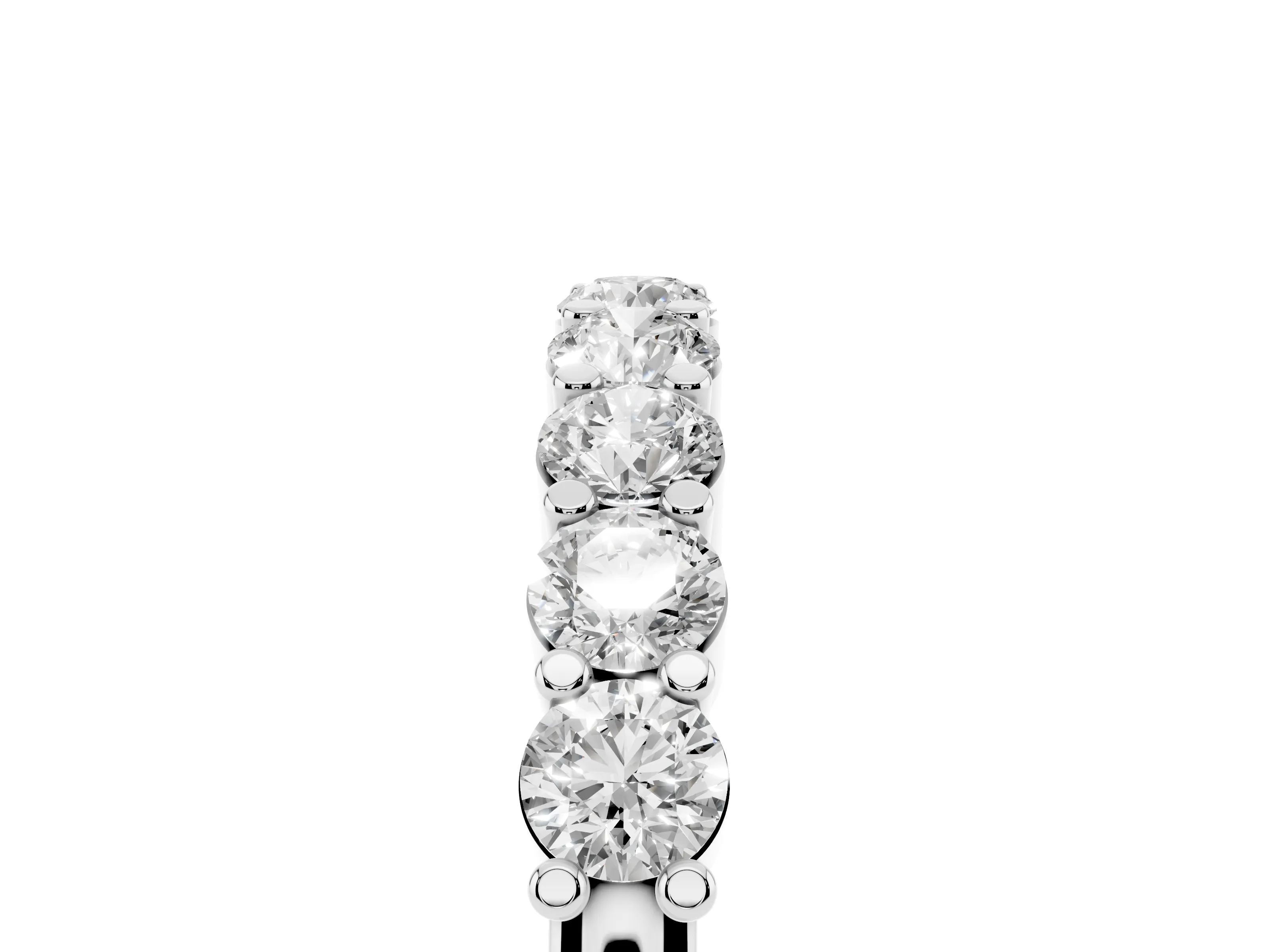 Round Diamond Continuous Row Half Eternity Band Set in Silver with Prong Setting