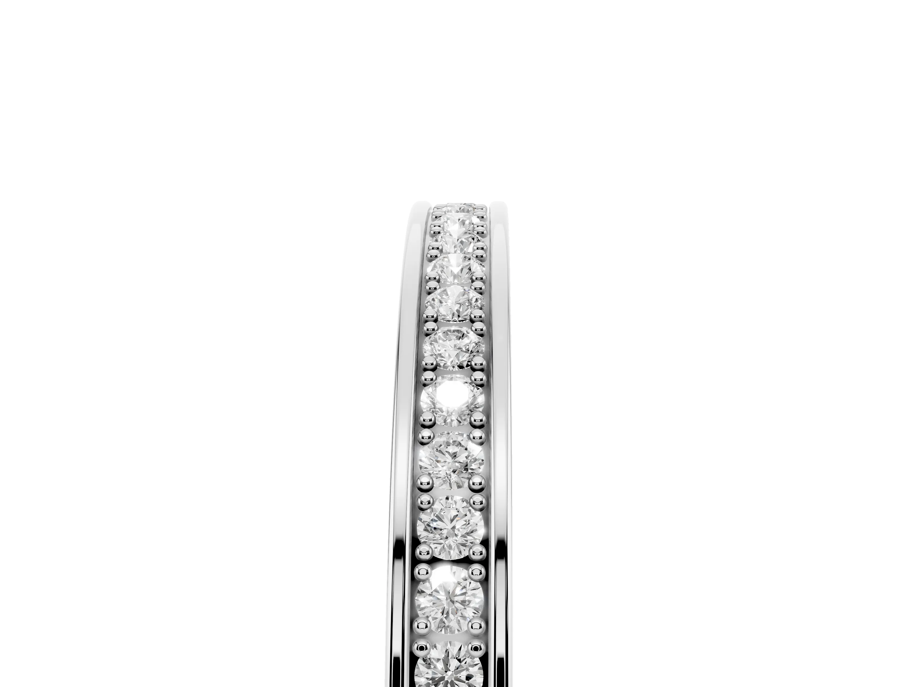 Round Diamond Channel Band Set in White gold with Milgrain Engraving