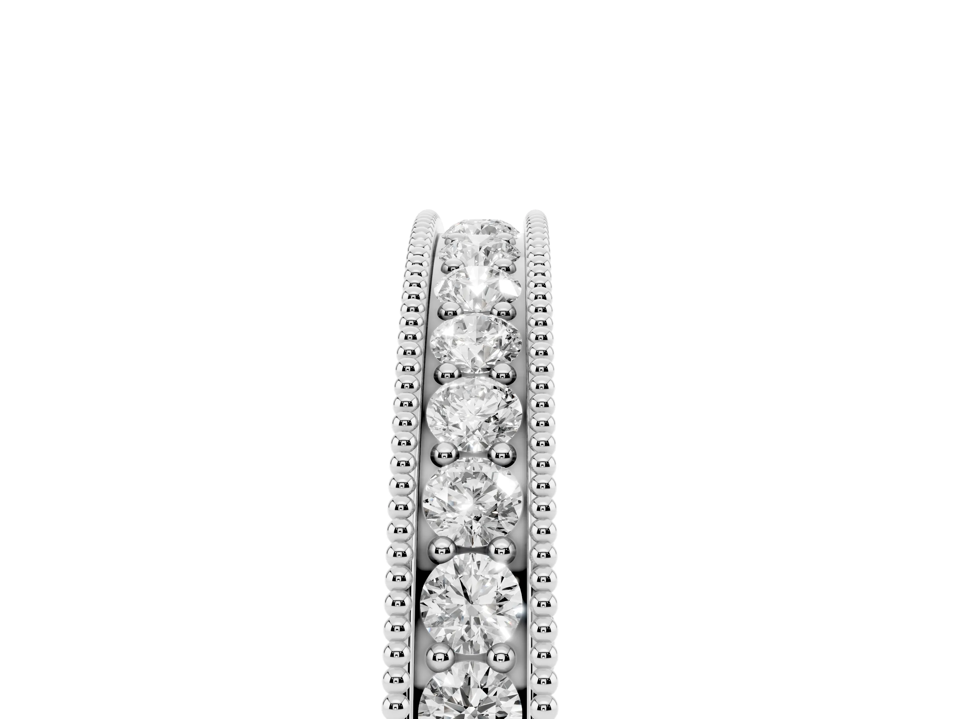 Round Diamond Channel Eternity Band Set in Platinum with Milgrain Border and Smooth Channel Top