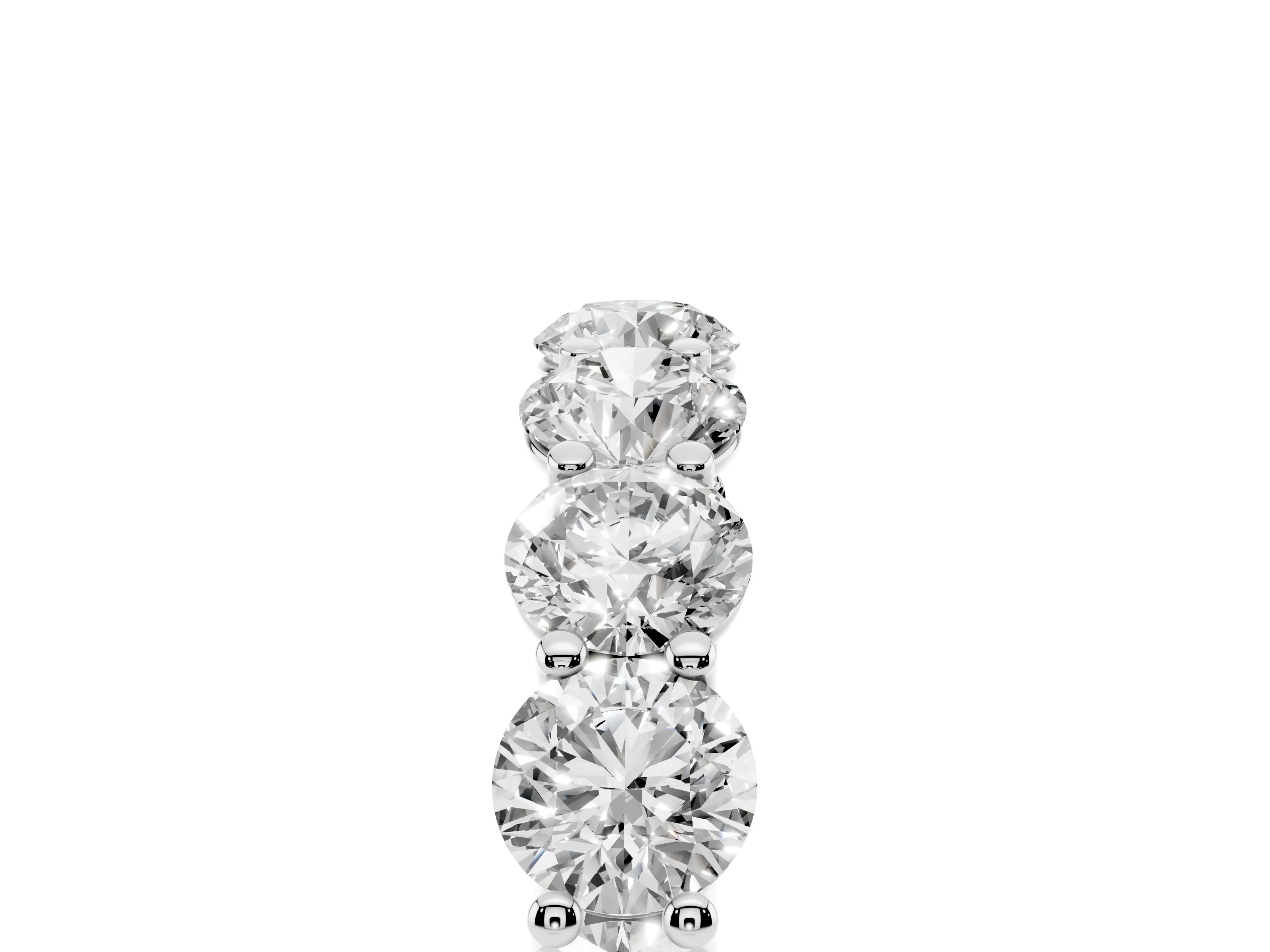 Round Diamond Shared Prong Eternity Band Set in Silver