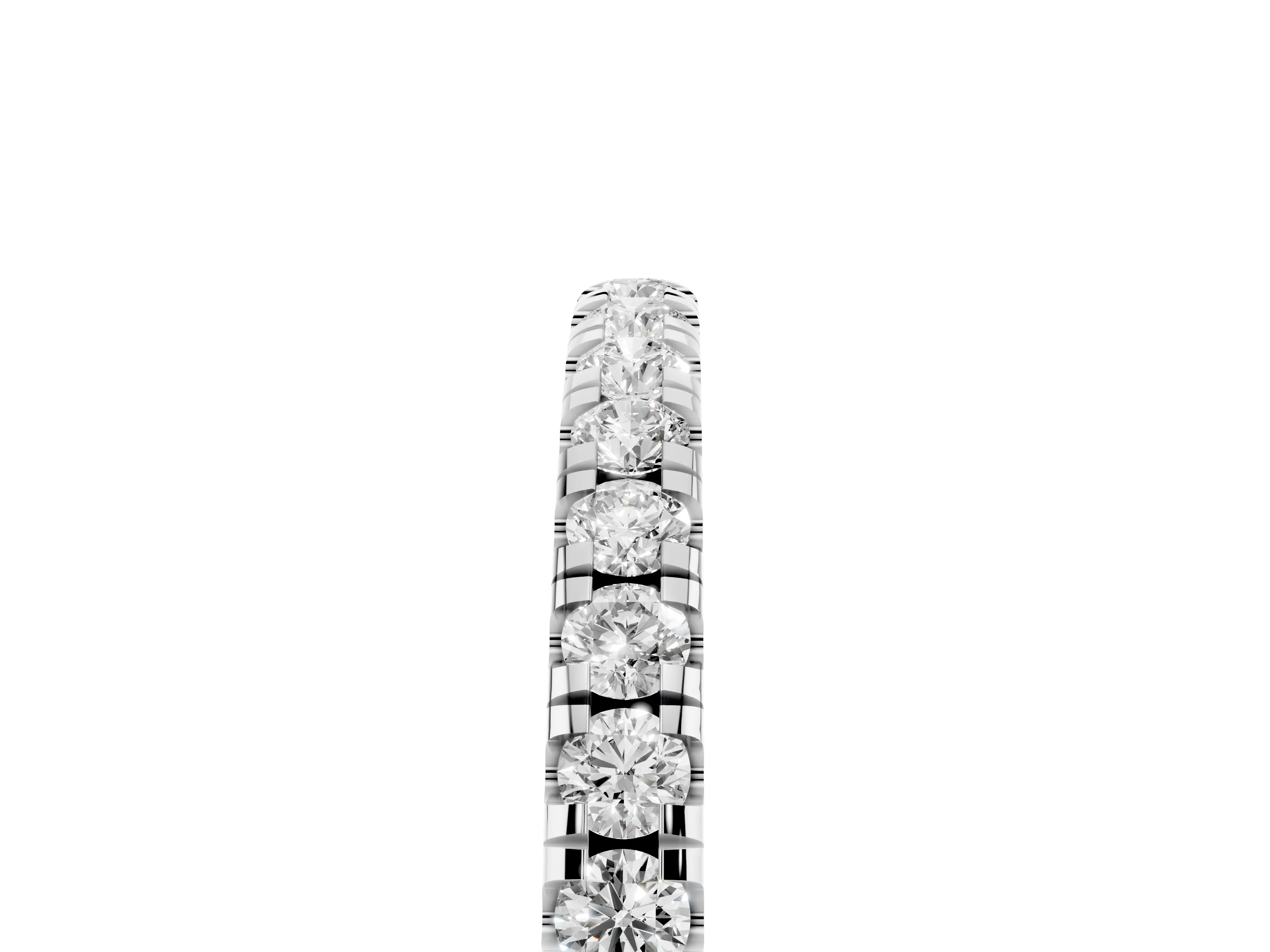 Round Diamond Top-Row Pavé Half Eternity Band Set in Silver with Shared Prongs