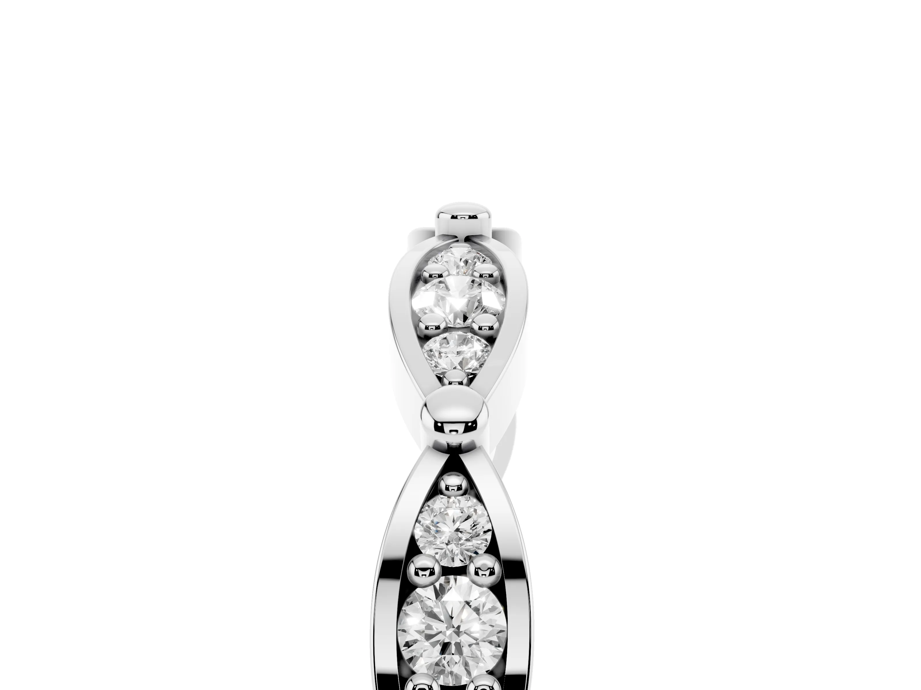 Marquise Section Diamond Eternity Band Set in Platinum with Pavé Bezel Setting