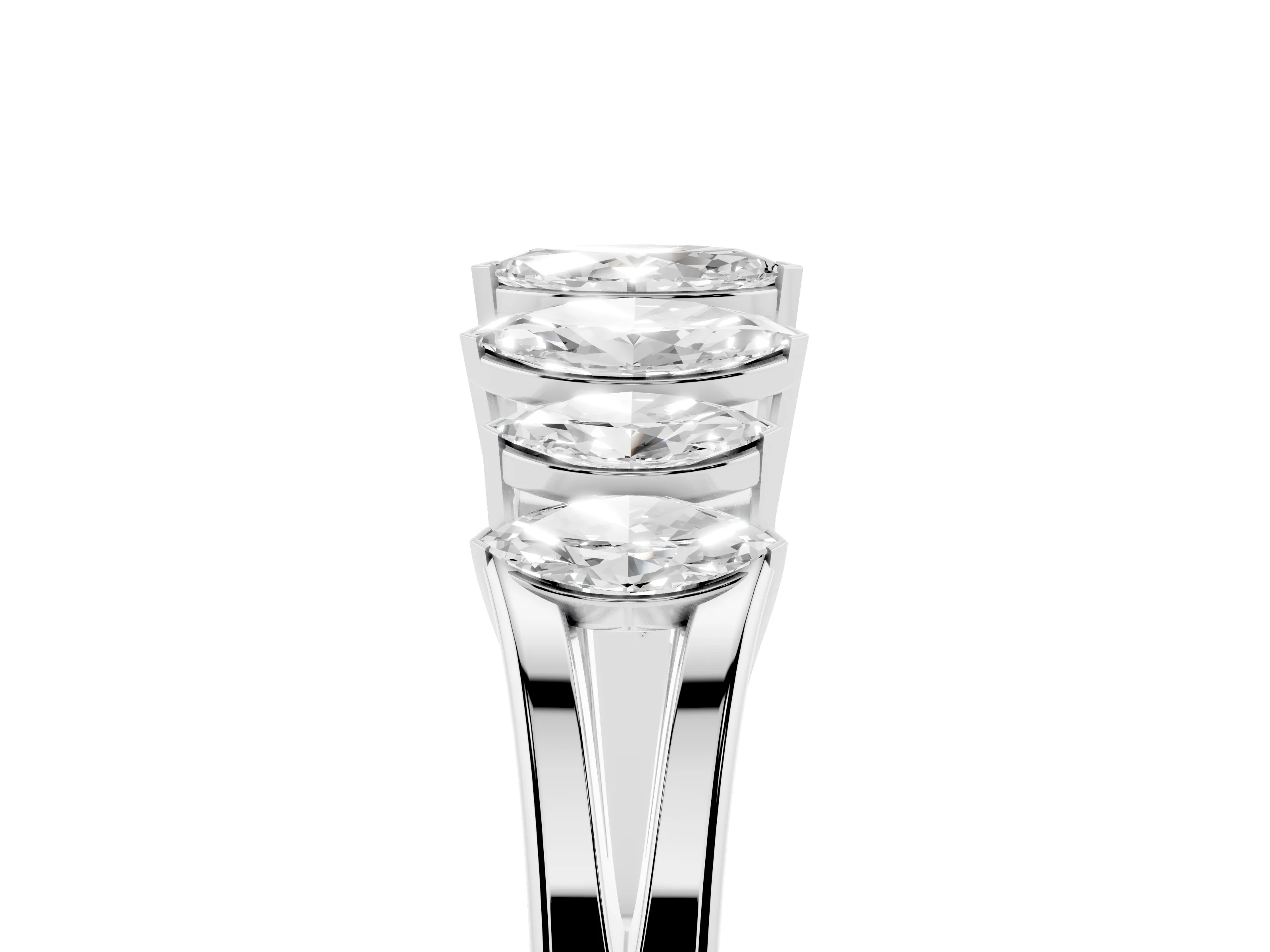 Marquise Diamond Half Eternity Band Set in White gold with Seven Prong-Set Stones