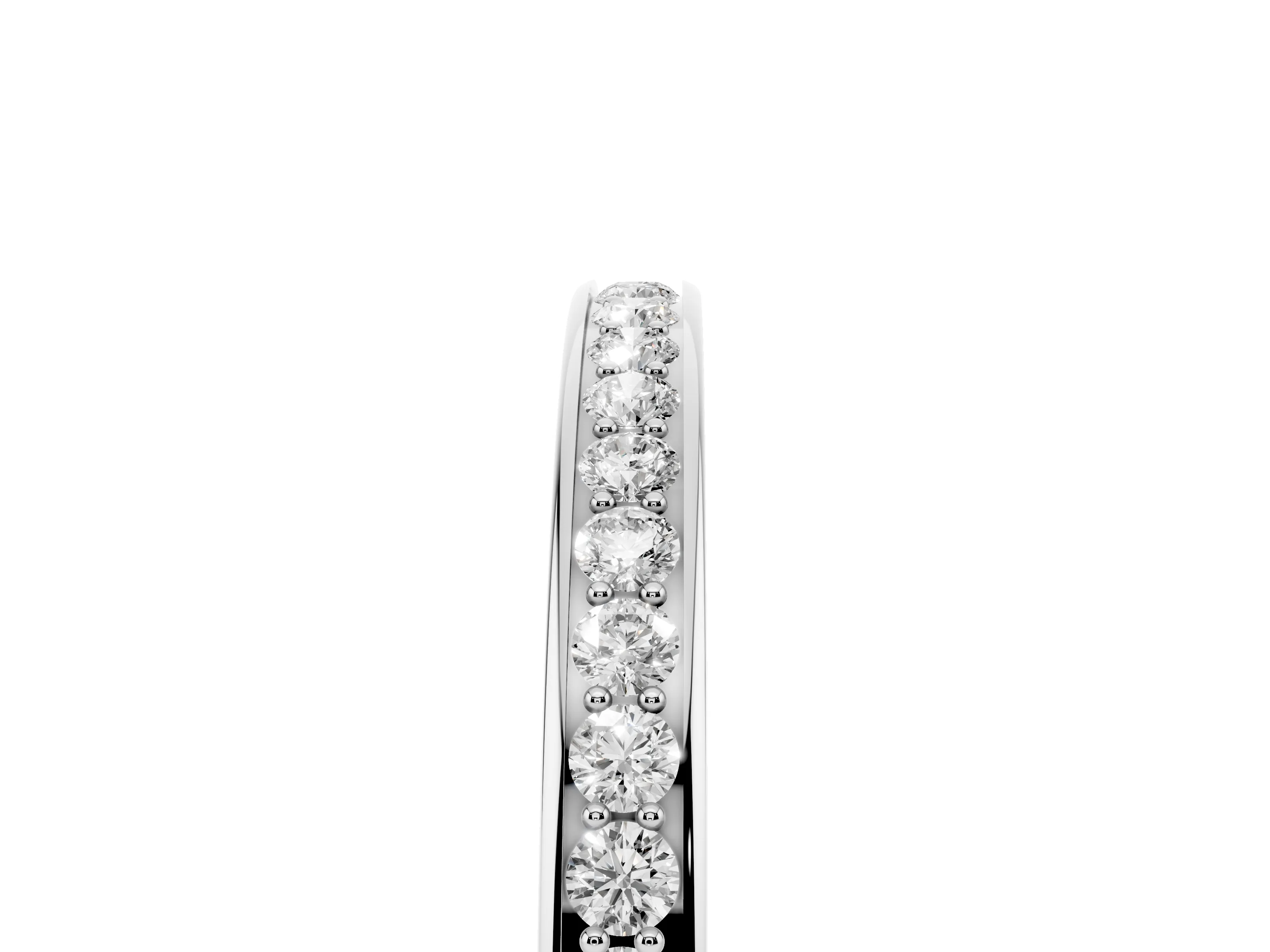 Round Diamond Pavé Half Eternity Band Set in White gold with Open Lower Shank
