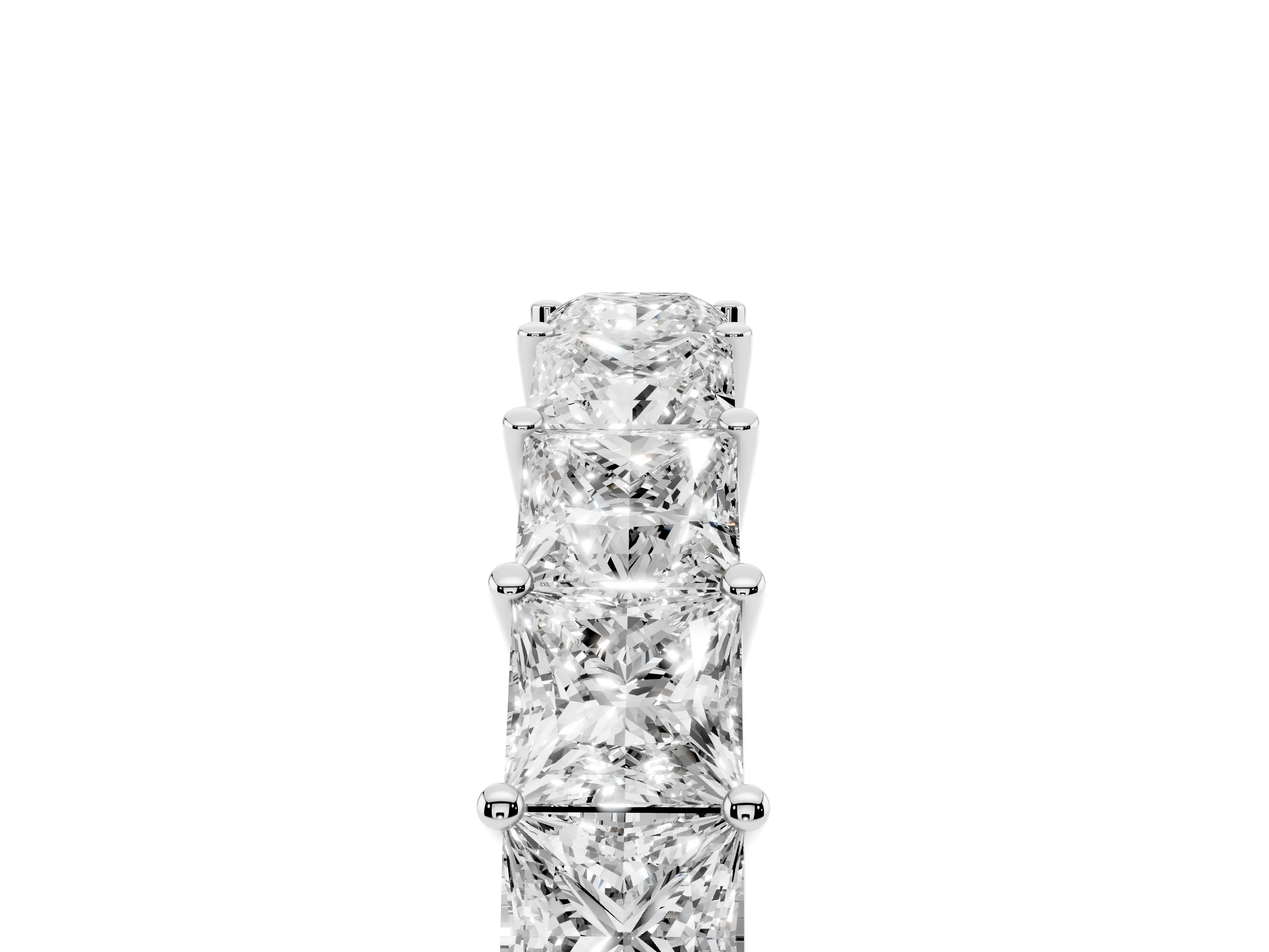 Princess Cut Diamond Half Eternity Band Set in Silver with Shared Prong Setting