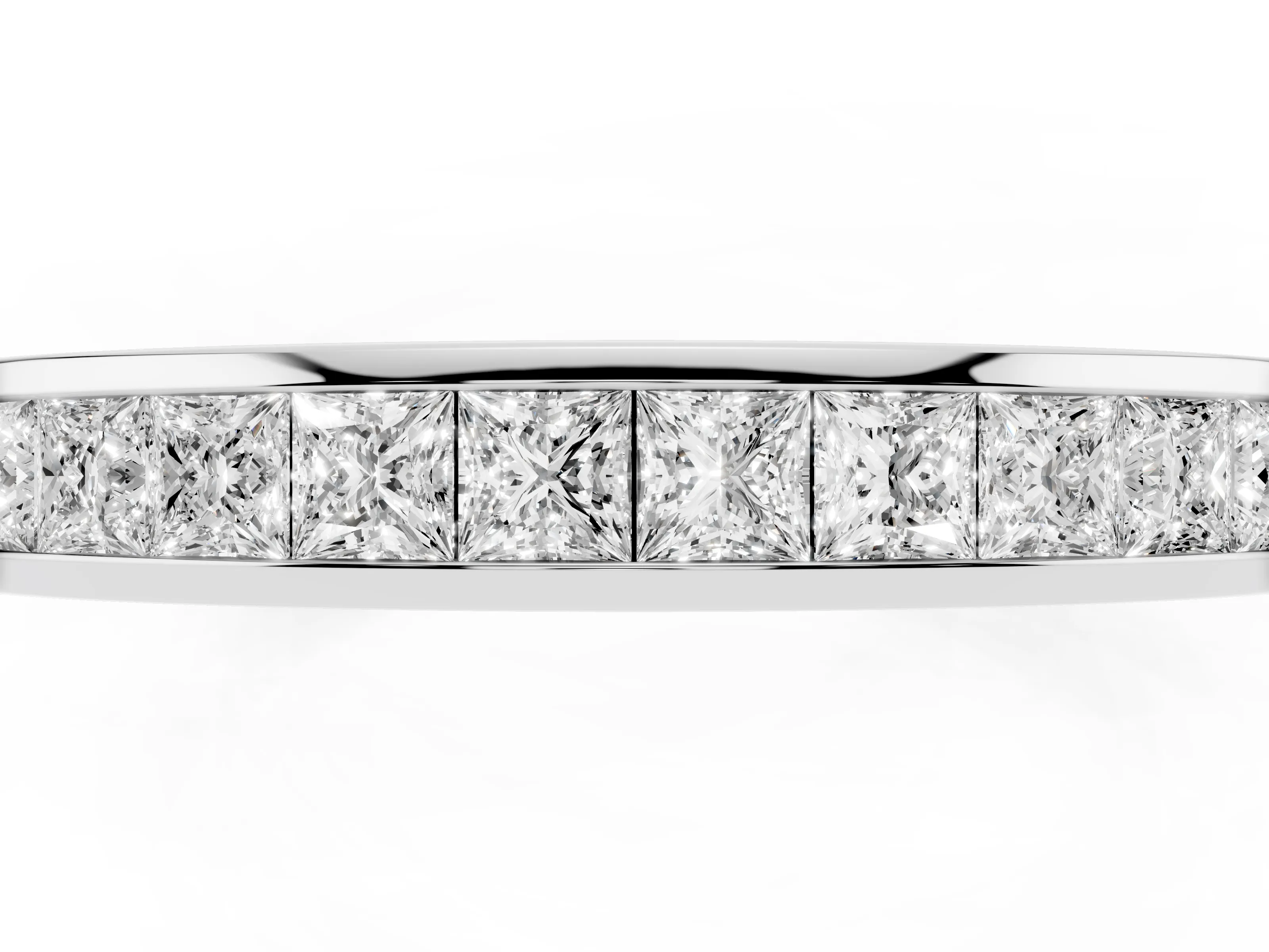 Princess Diamond Full Eternity Band Set in White gold with Channel Setting