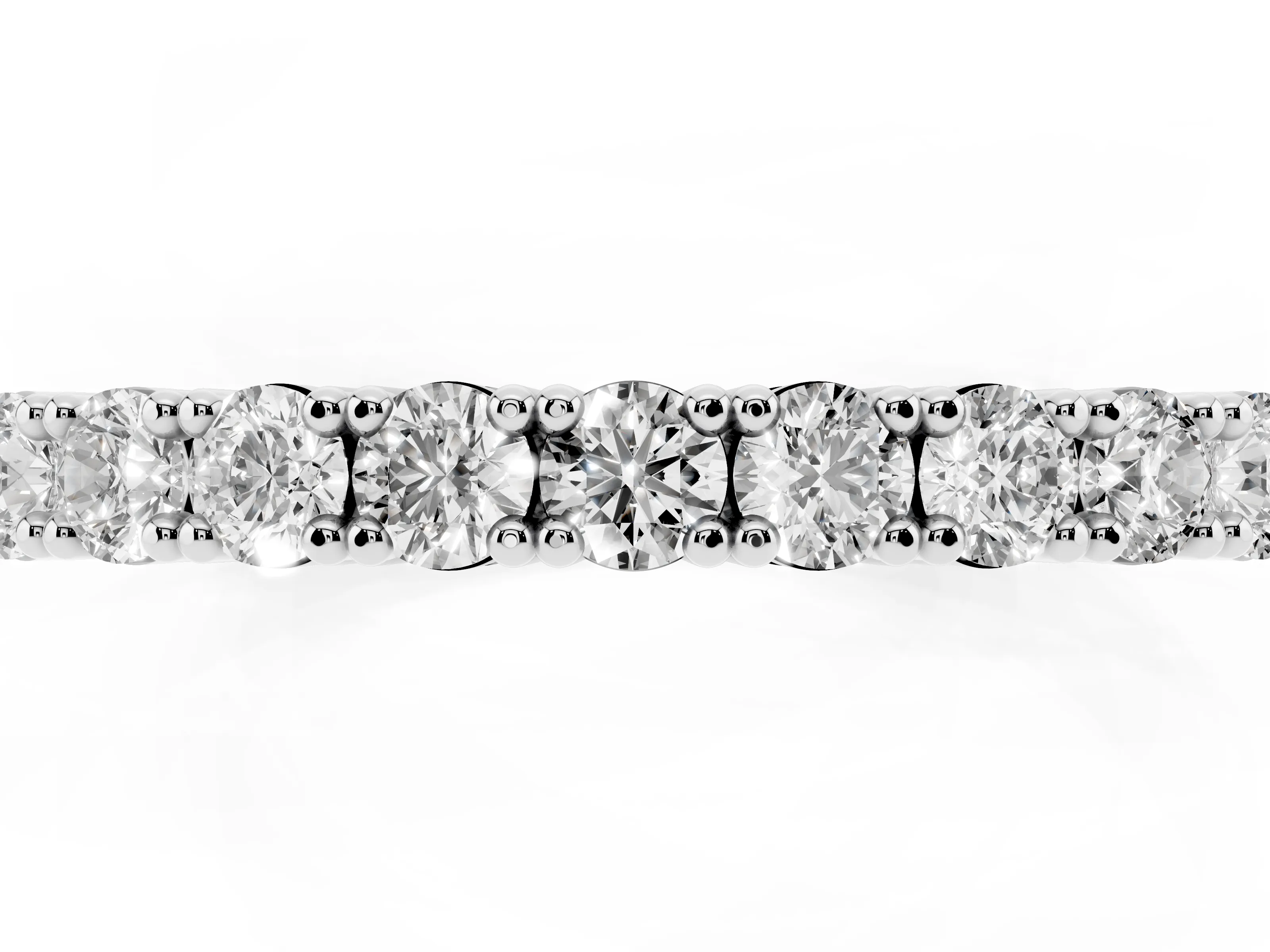 Round Diamond Half Eternity Band Set in Silver with Shared Prongs