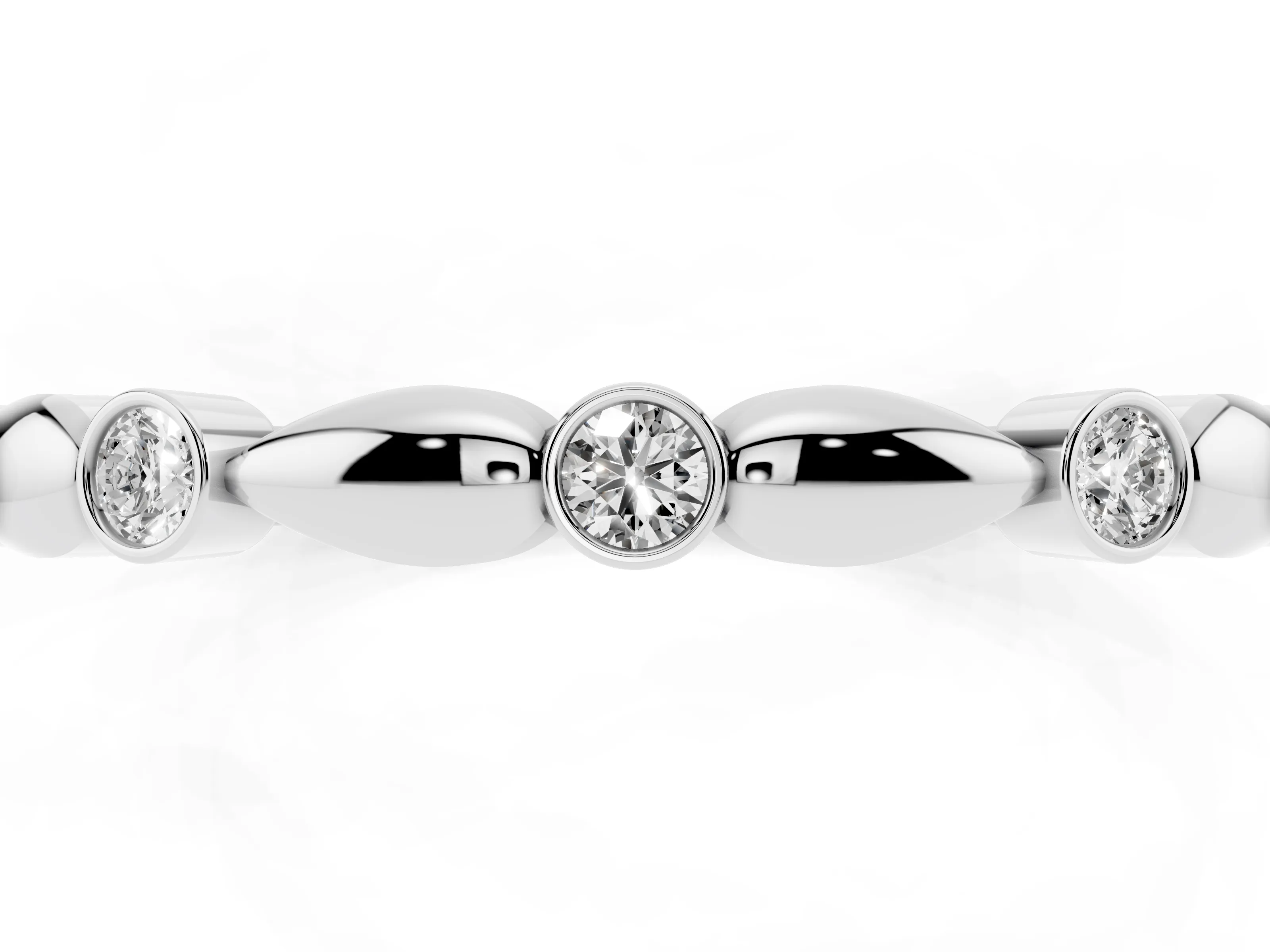 Round Diamond Eternity Band Set in Platinum with Bezel Setting and Marquise Metal Accents