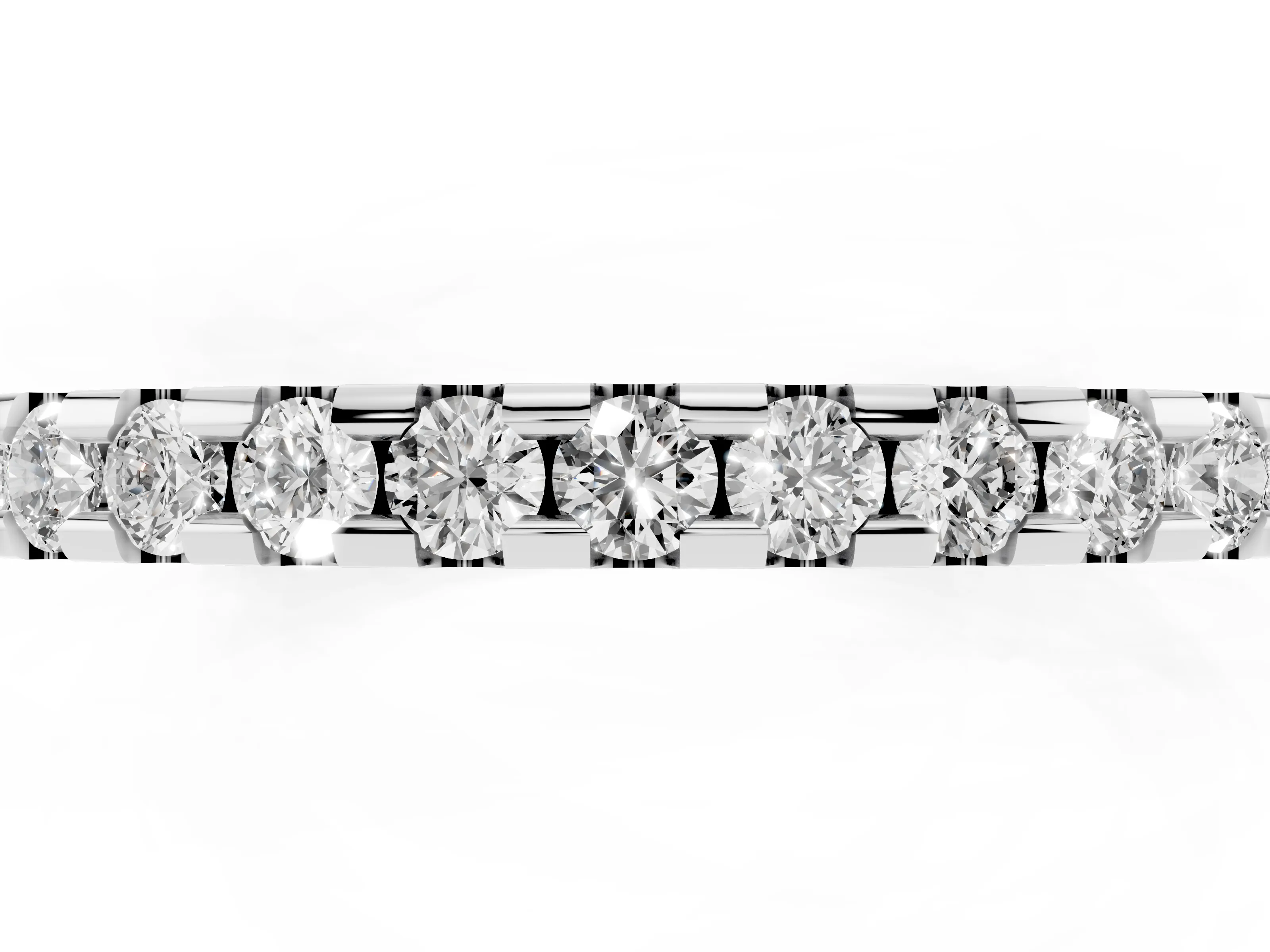 Round Diamond Eternity Band Set in Platinum with Pavé Micro Prong Setting