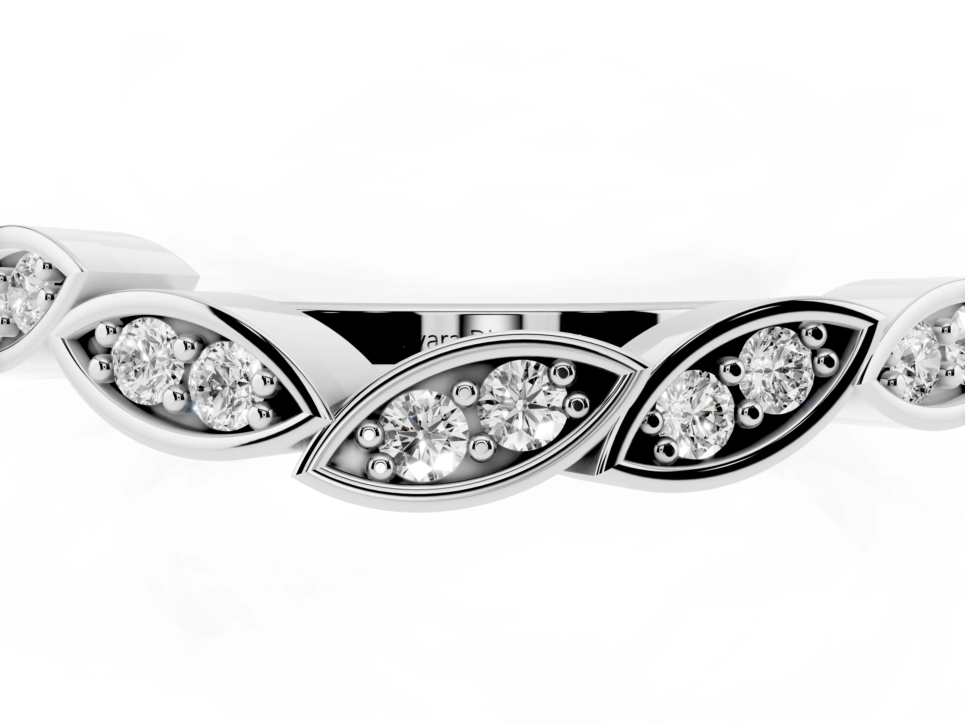 Marquise Diamond Leaf Eternity Band Set in Silver with Bezel Setting