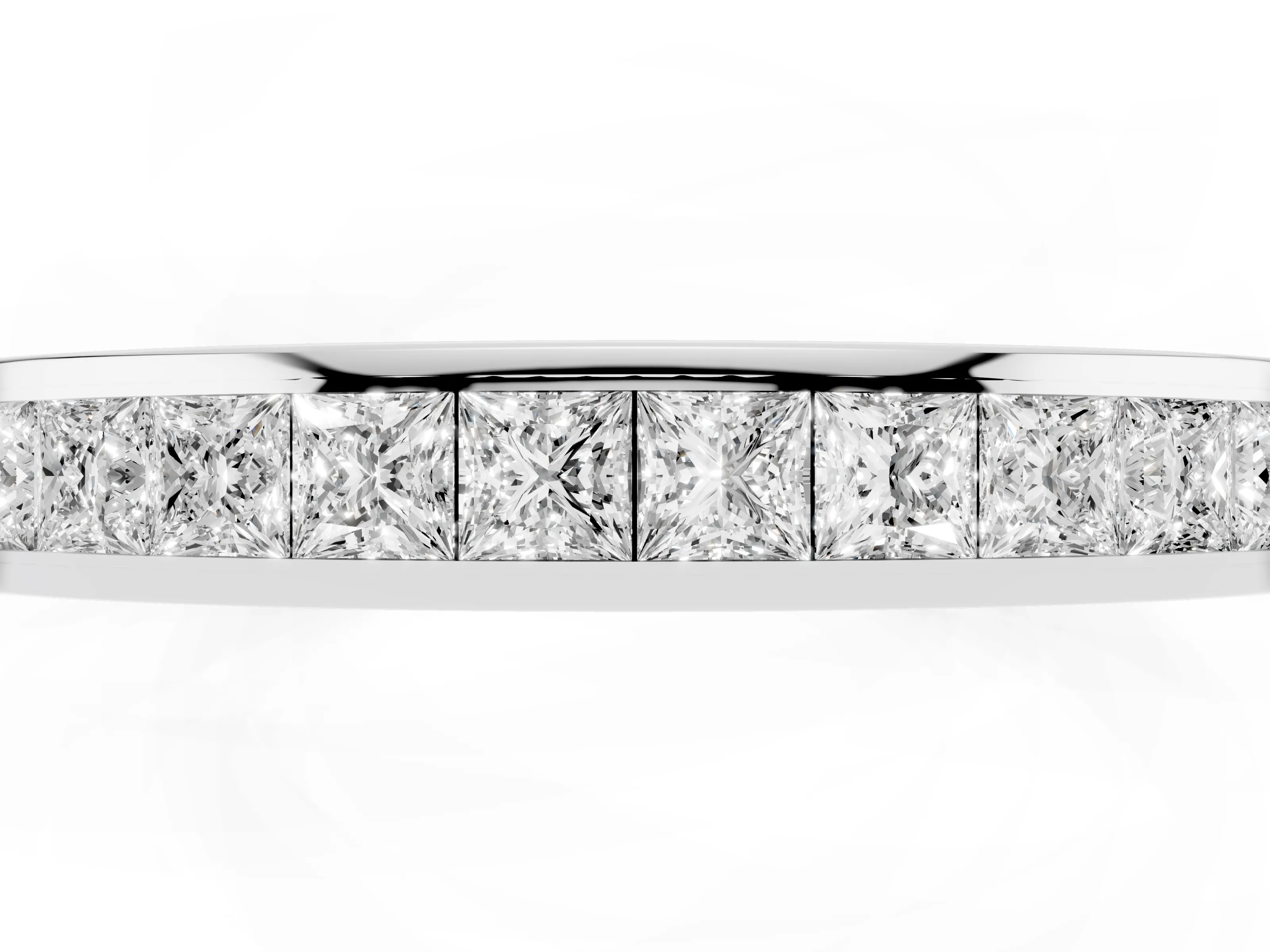 Princess Diamond Eternity Band Set in White gold with Channel Setting and Comfort Fit