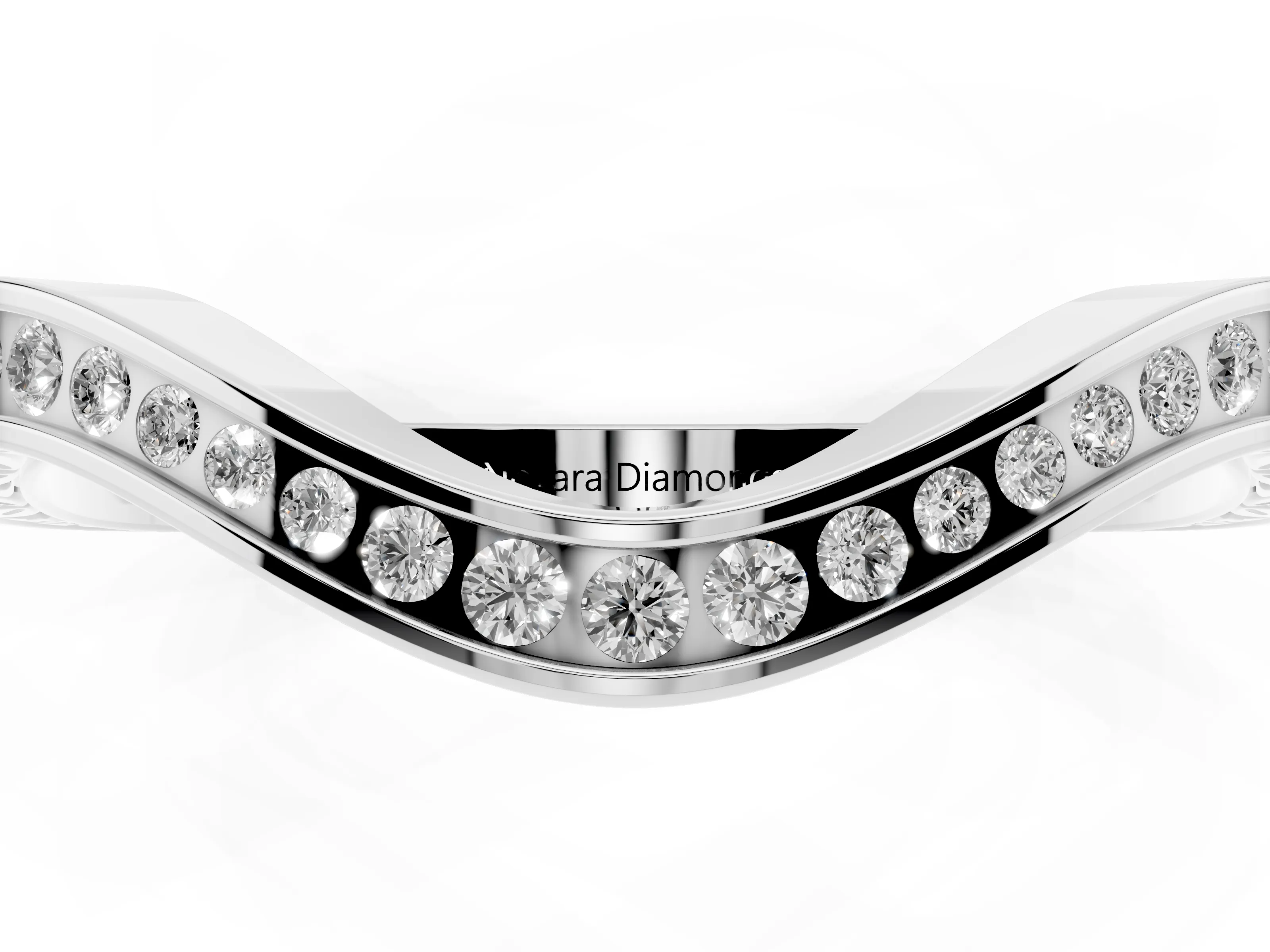 Round Diamond Wave Band Set in Silver with Channel Setting
