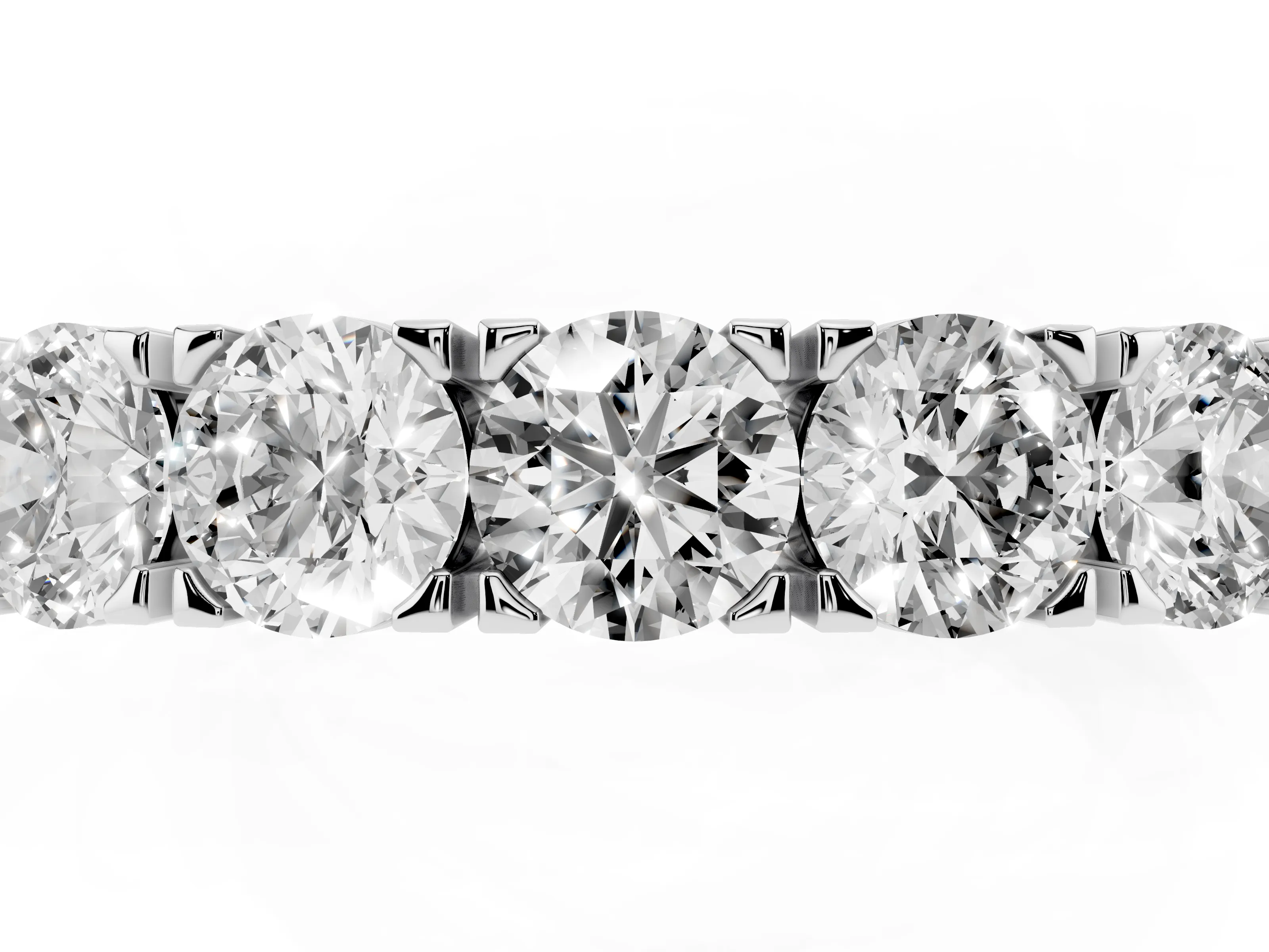 Five-Stone Round Diamond Aligned Row Band Set in Silver with Prong Setting