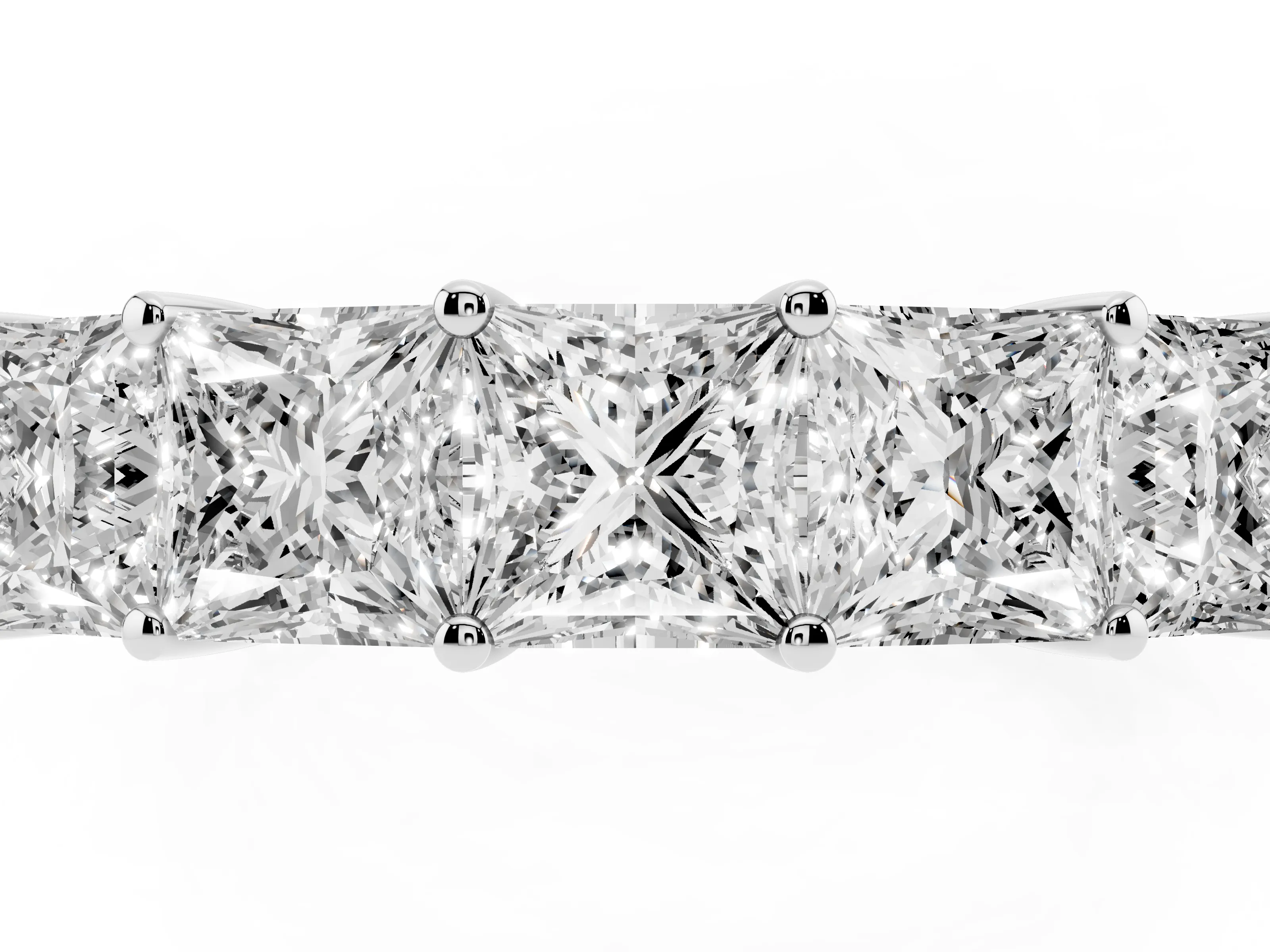 Princess Cut Diamond Five-Stone Band Set in Silver with Prong Setting