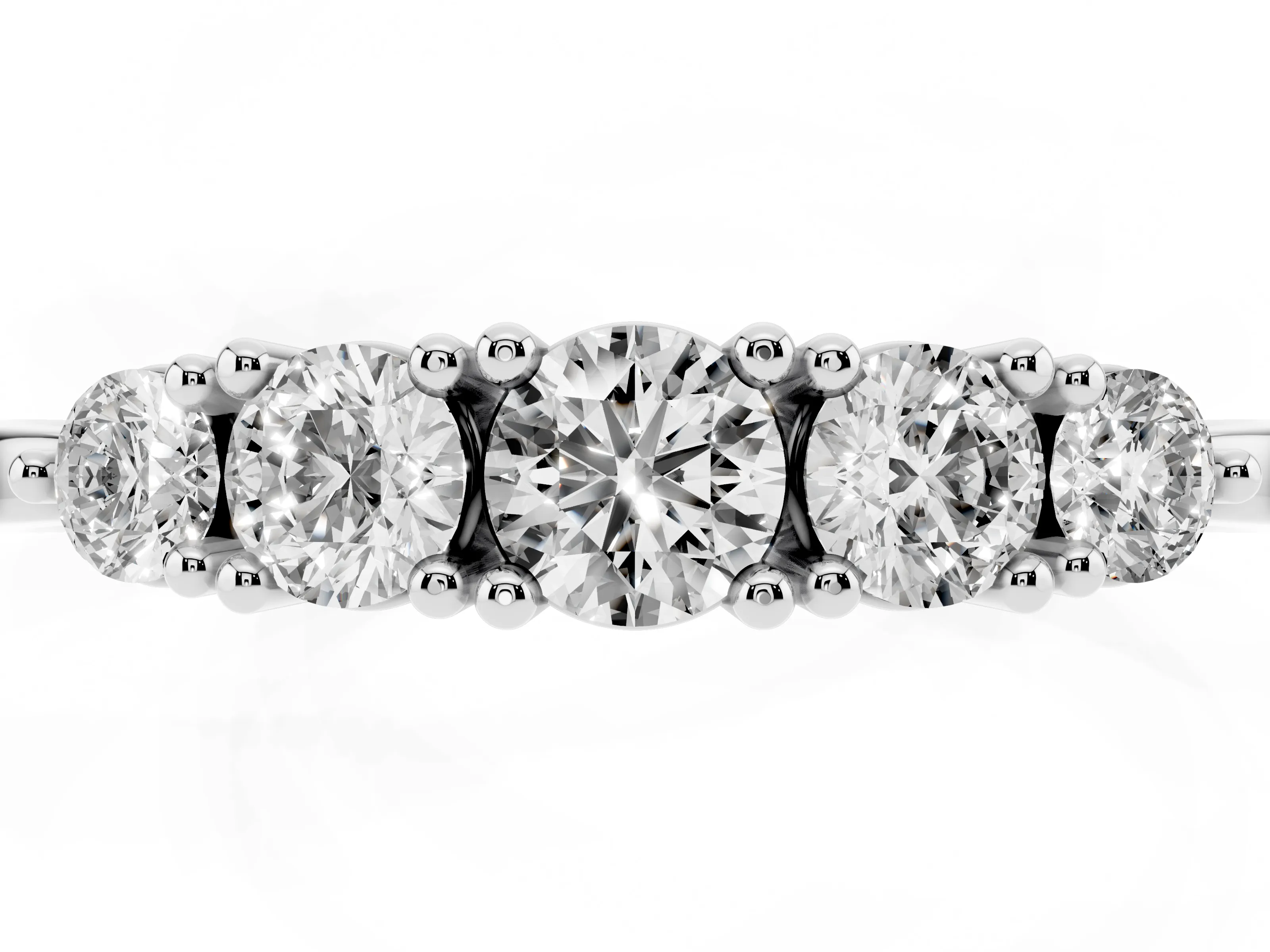 Round Diamond Half Eternity Band Set in Platinum with Prong Setting