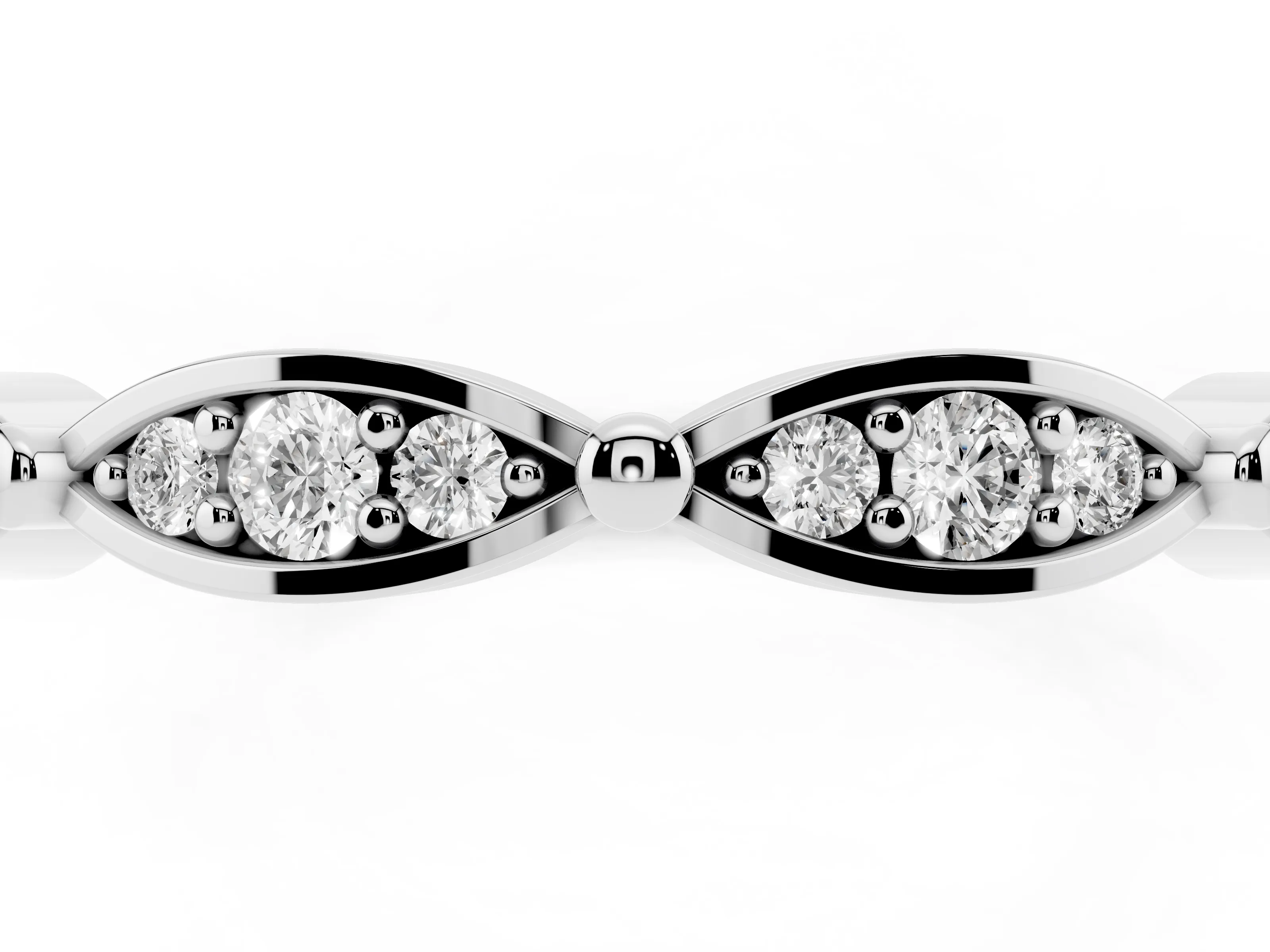 Marquise Section Diamond Eternity Band Set in Platinum with Pavé Bezel Setting