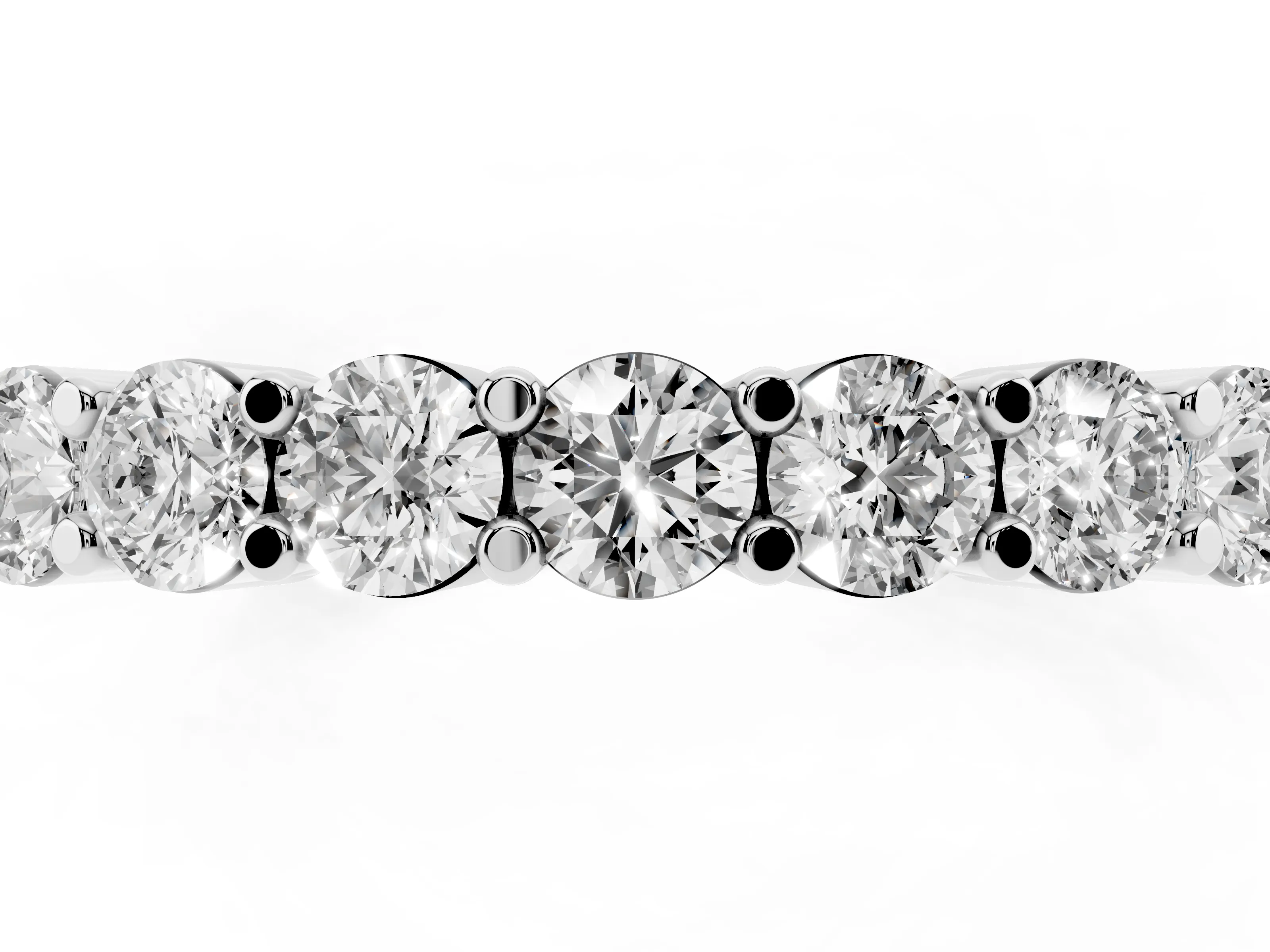 Round Diamond Continuous Row Half Eternity Band Set in Silver with Prong Setting