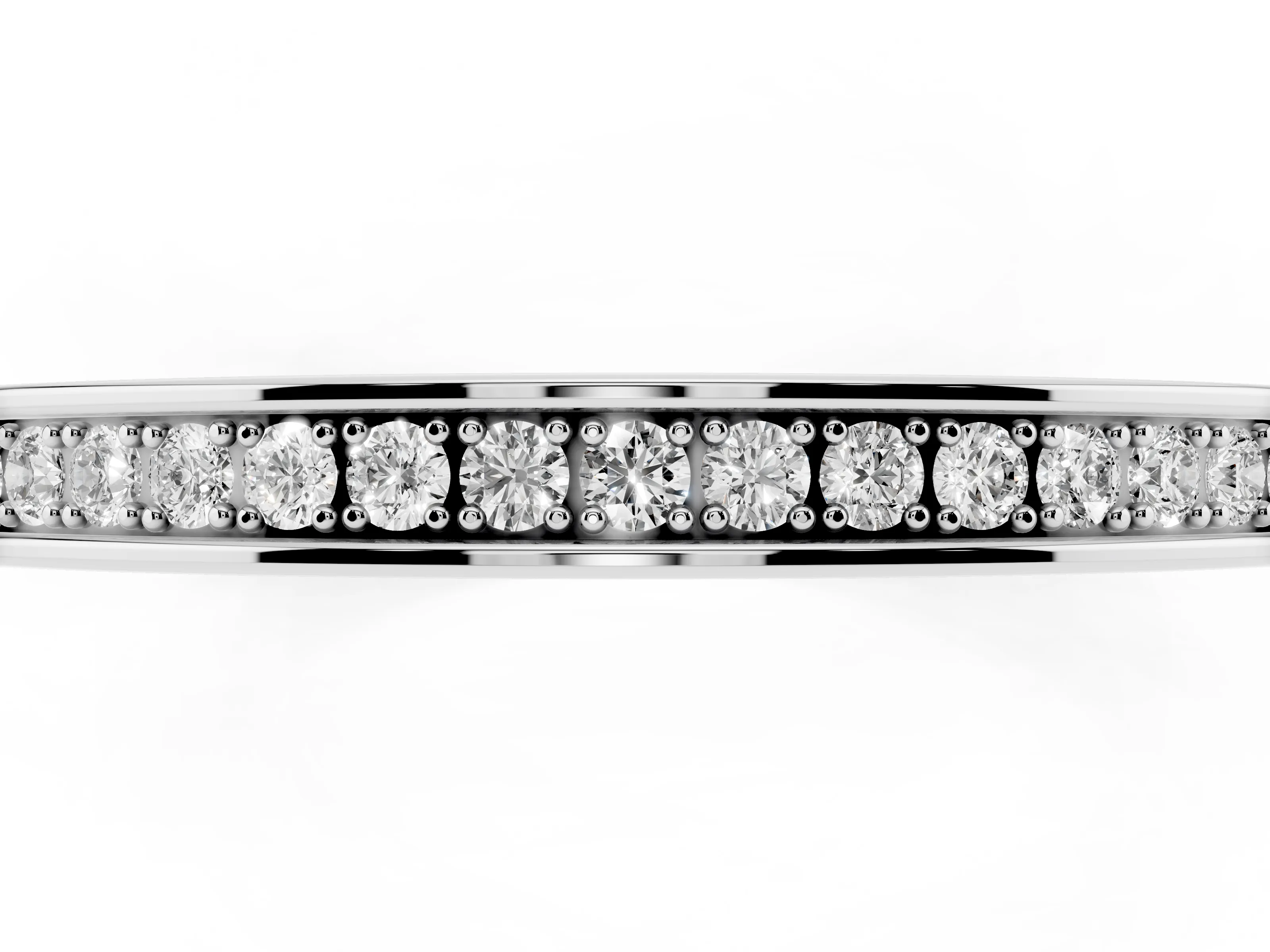 Round Diamond Channel Band Set in White gold with Milgrain Engraving