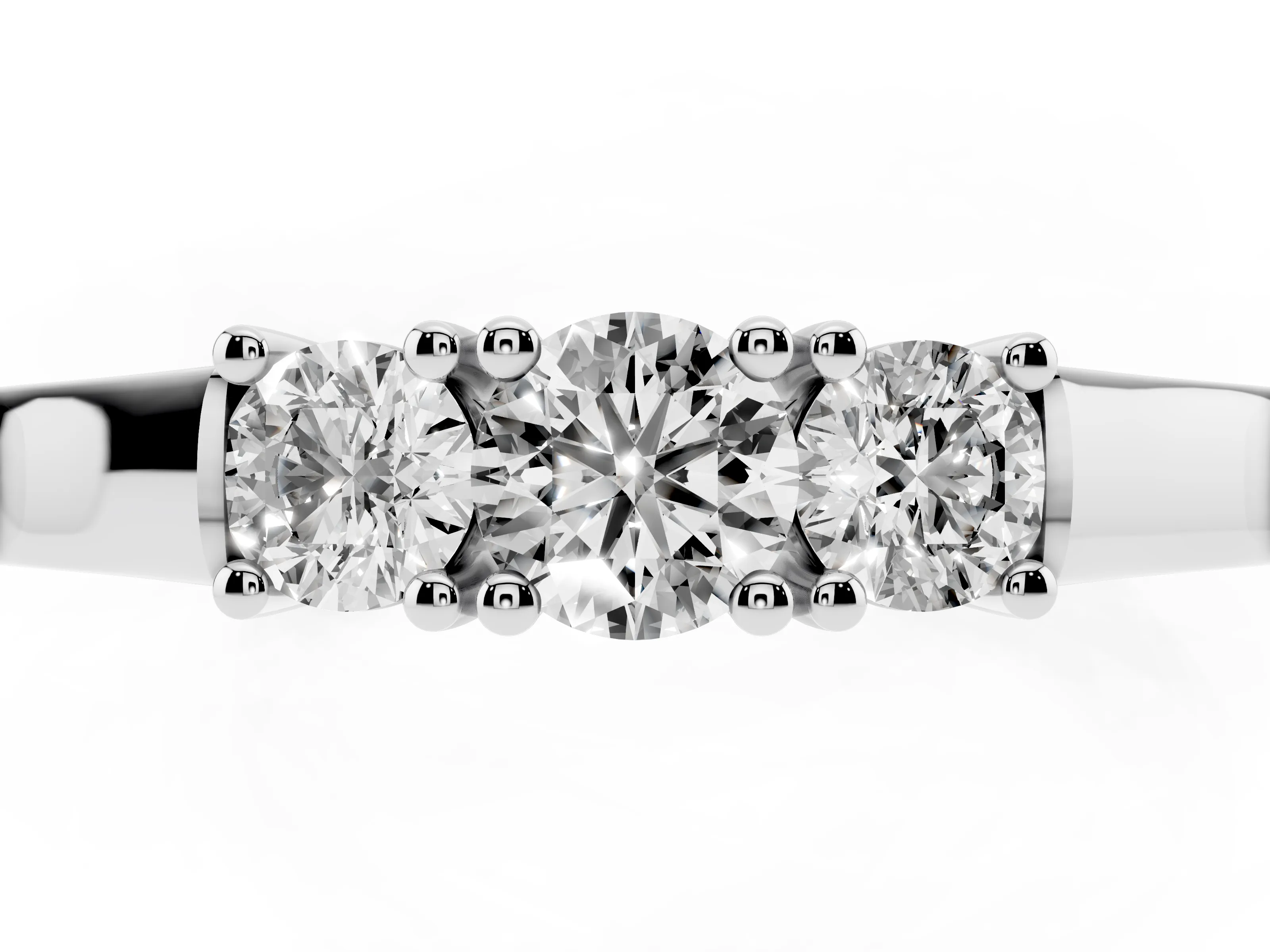 Three-Stone Round Diamond Channel Band Set in Platinum with Prong Accents