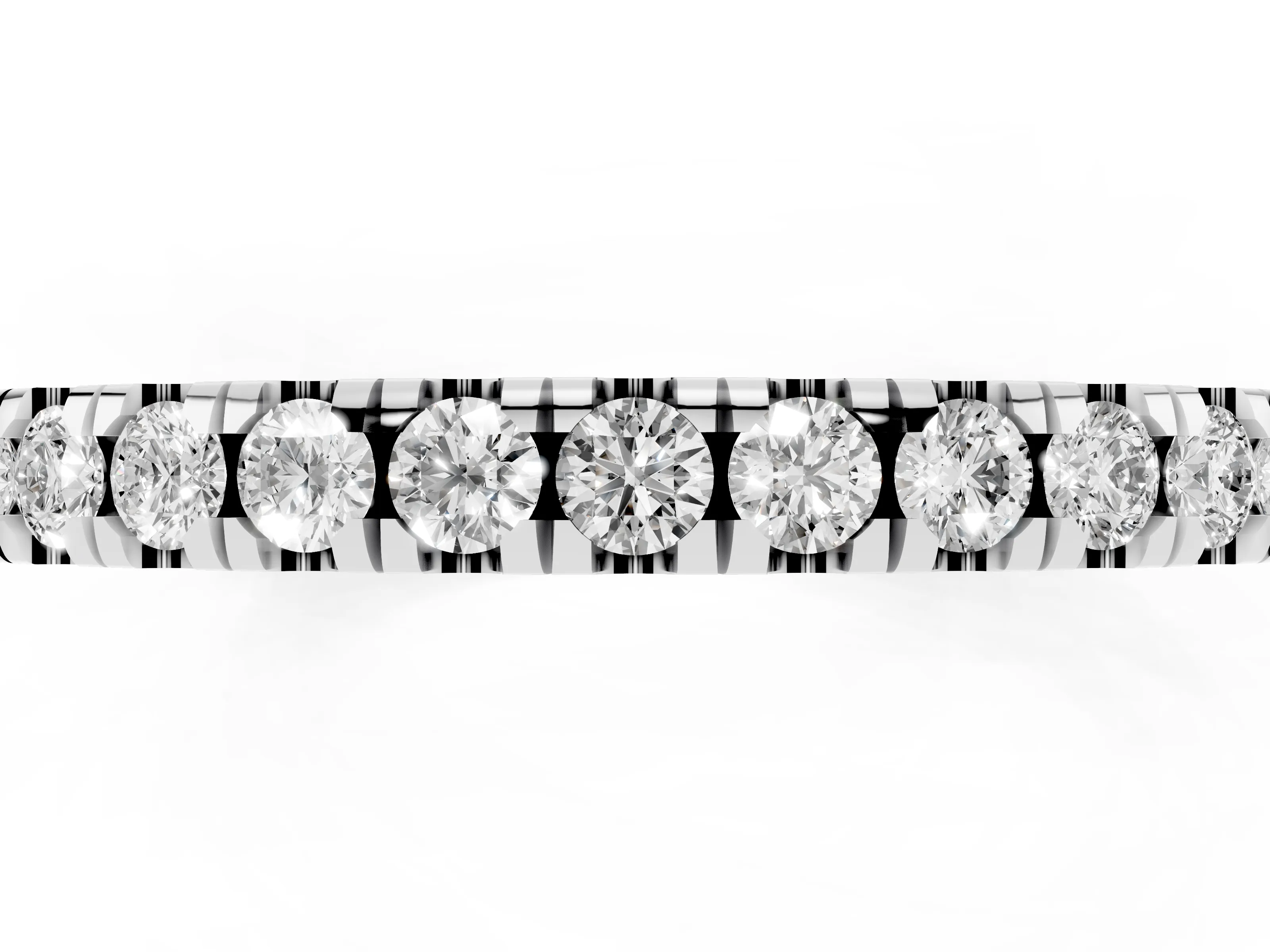 Round Diamond Eternity Band Set in White gold with Pavé-Set Row