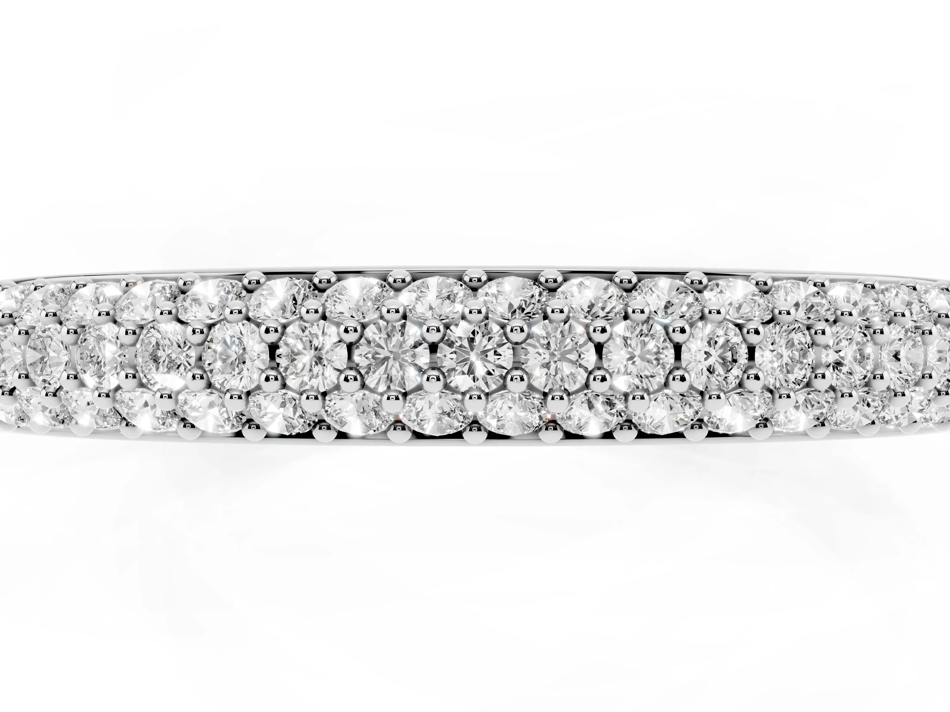 Round Diamond Three-Row Pavé Eternity Band Set in Platinum