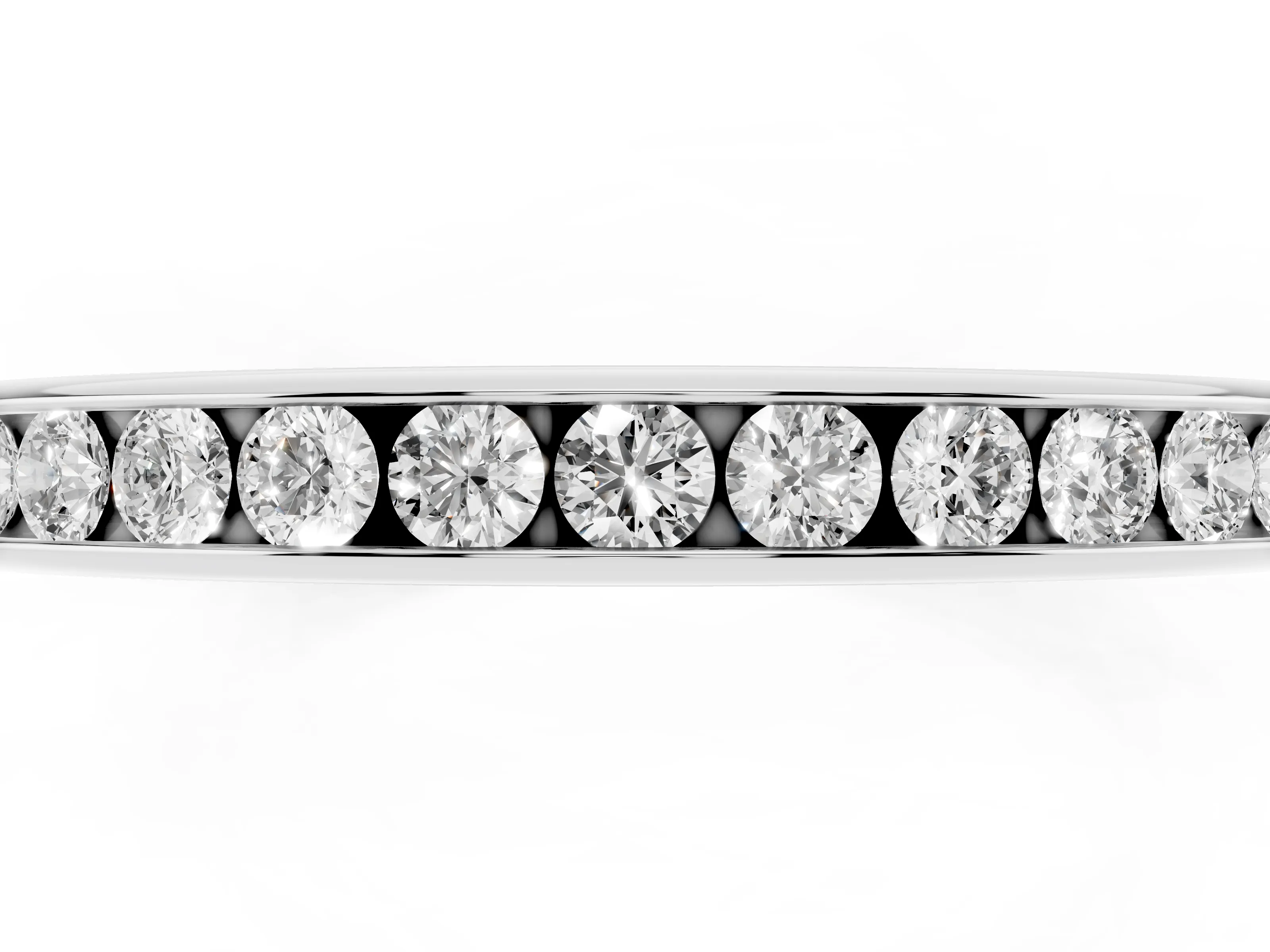 Round Diamond Everyday Comfort Fit Band Set in Platinum with Aligned Channel Row