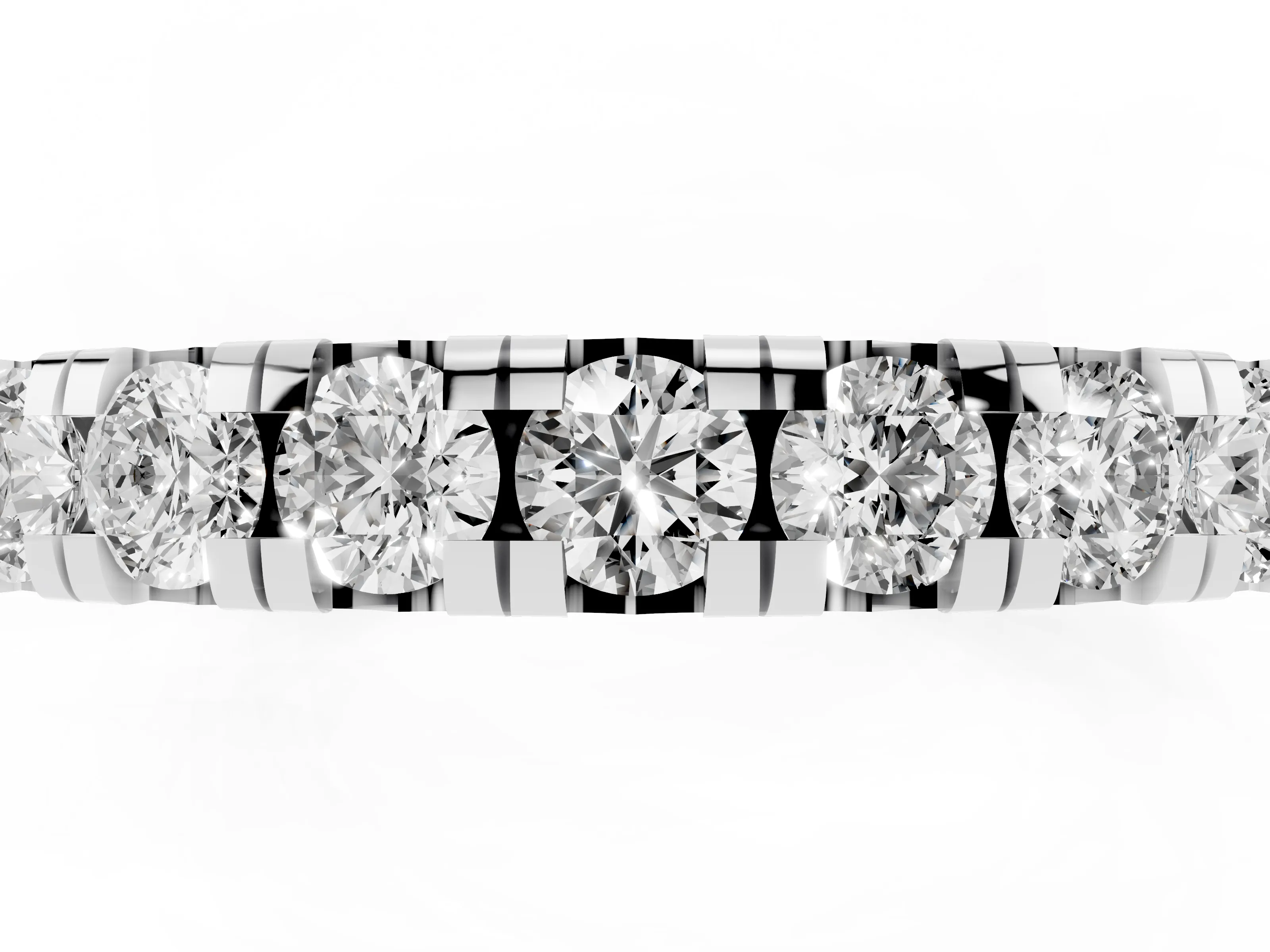 Round Diamond Half Eternity Band Set in Silver with Prong-Held Row