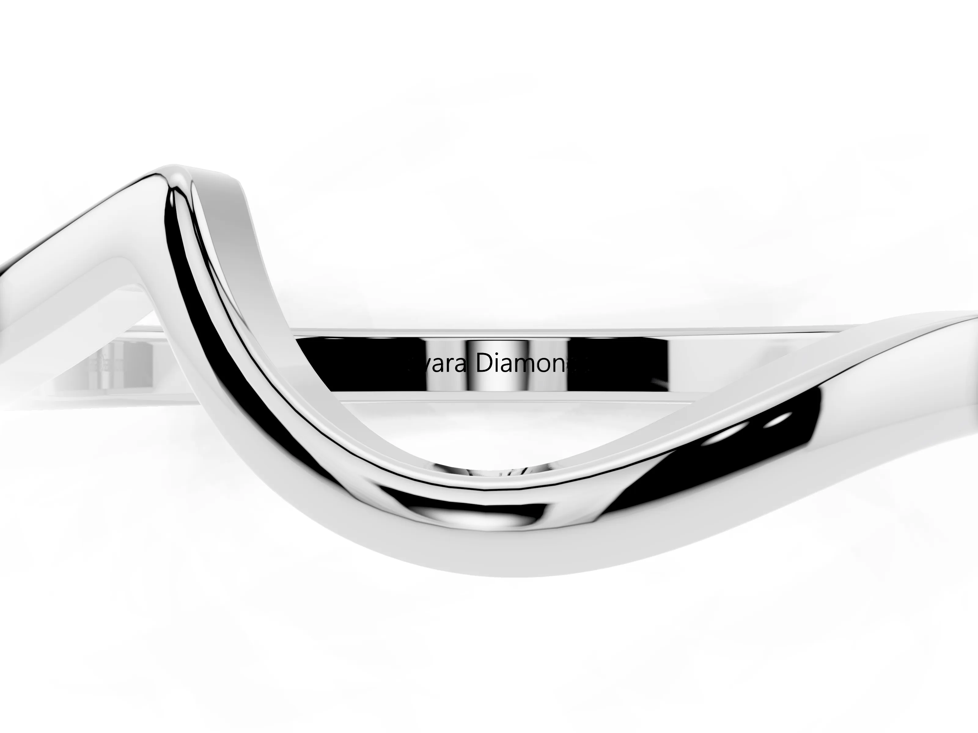Round Diamond Curved Solitaire Band Set in White gold with Prong Setting