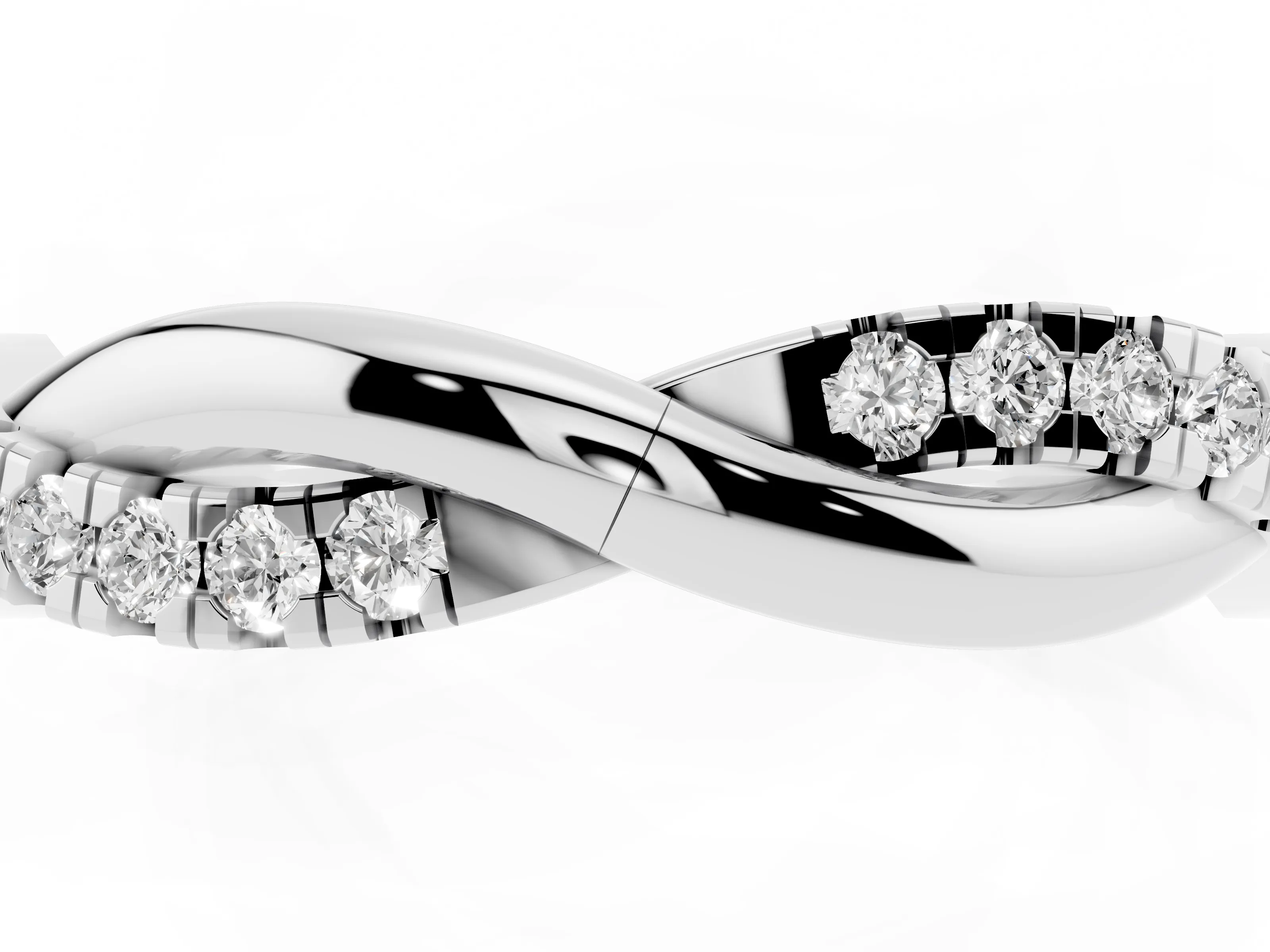 Round Diamond Twisted Infinity Band Set in Silver with Spaced Prong Settings
