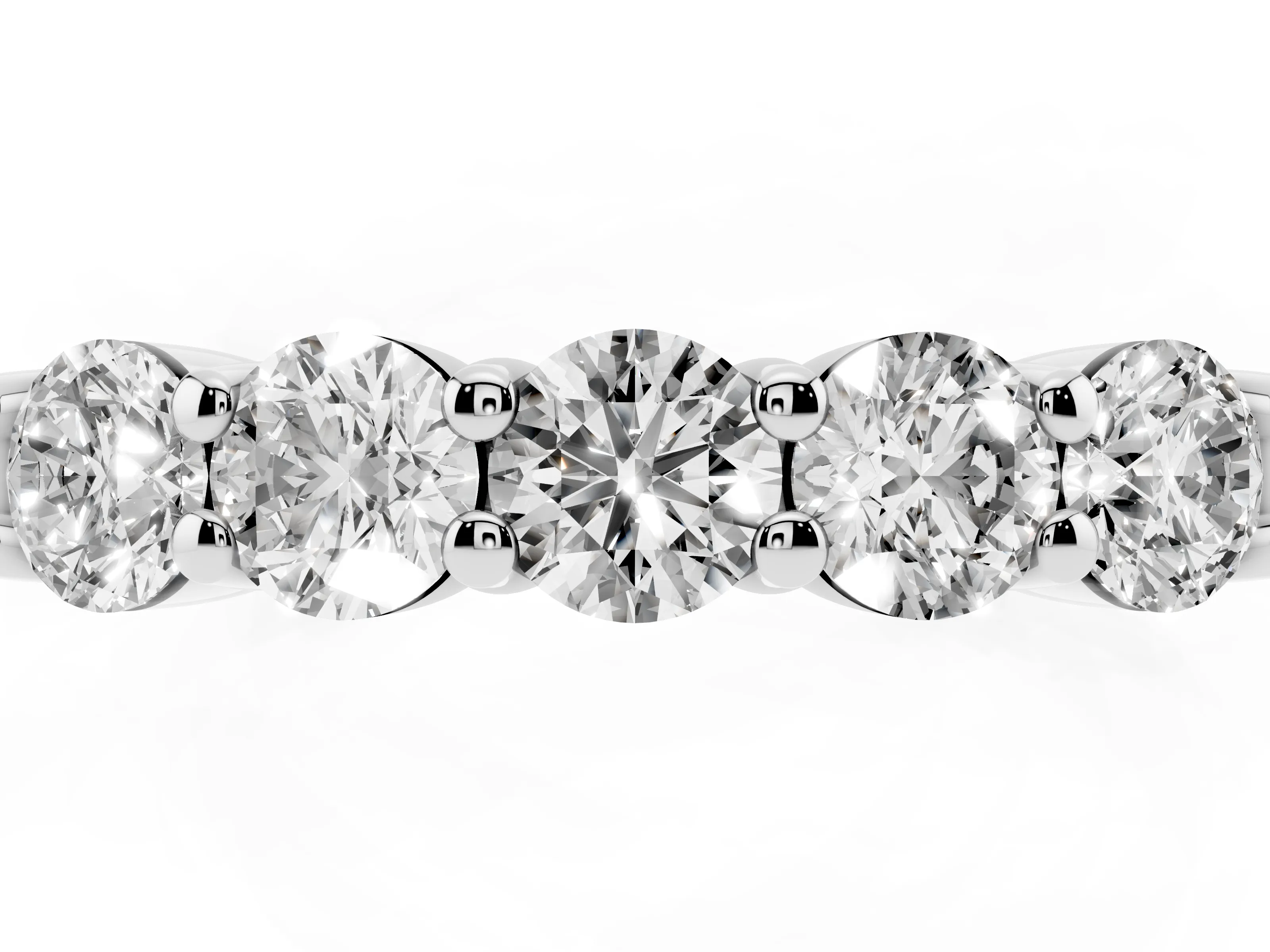 Round Diamond Prong-Set Half Eternity Wedding Band Set in White gold