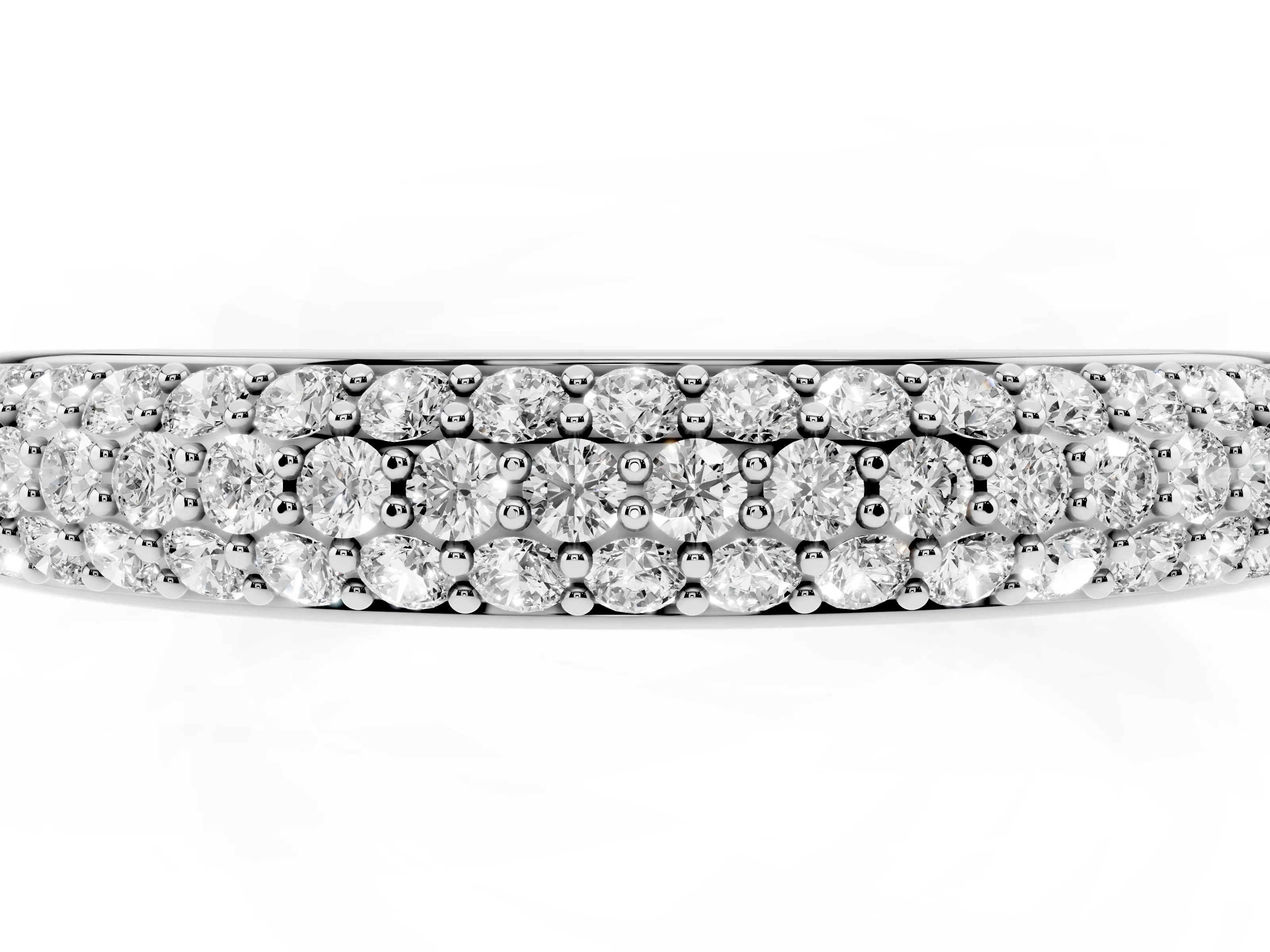 Round Diamond Three-Row Pavé Eternity Band Set in Silver with Shared Prong Setting