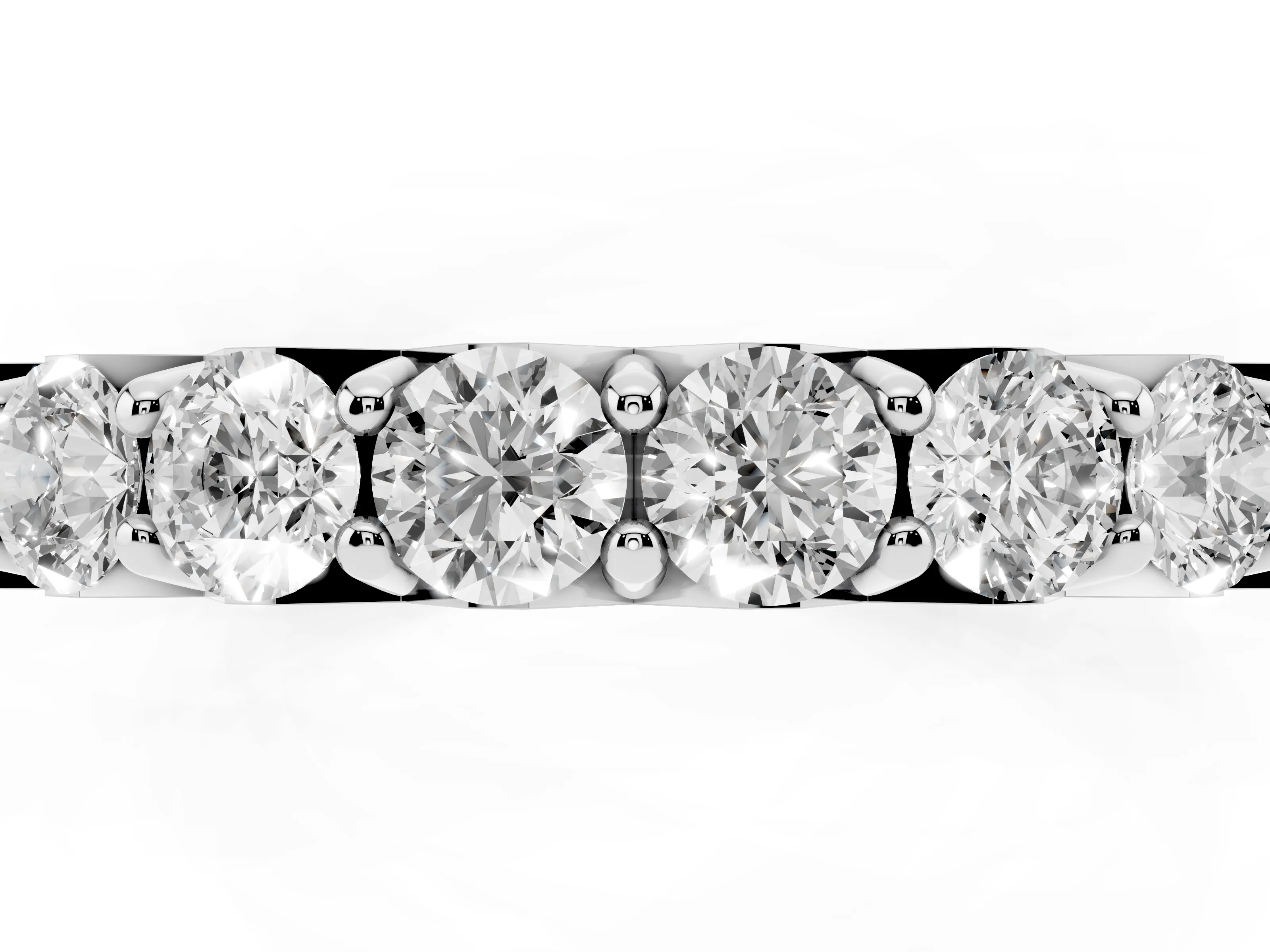 Round Diamond Half Eternity Band Set in Silver with Classic Prong Setting