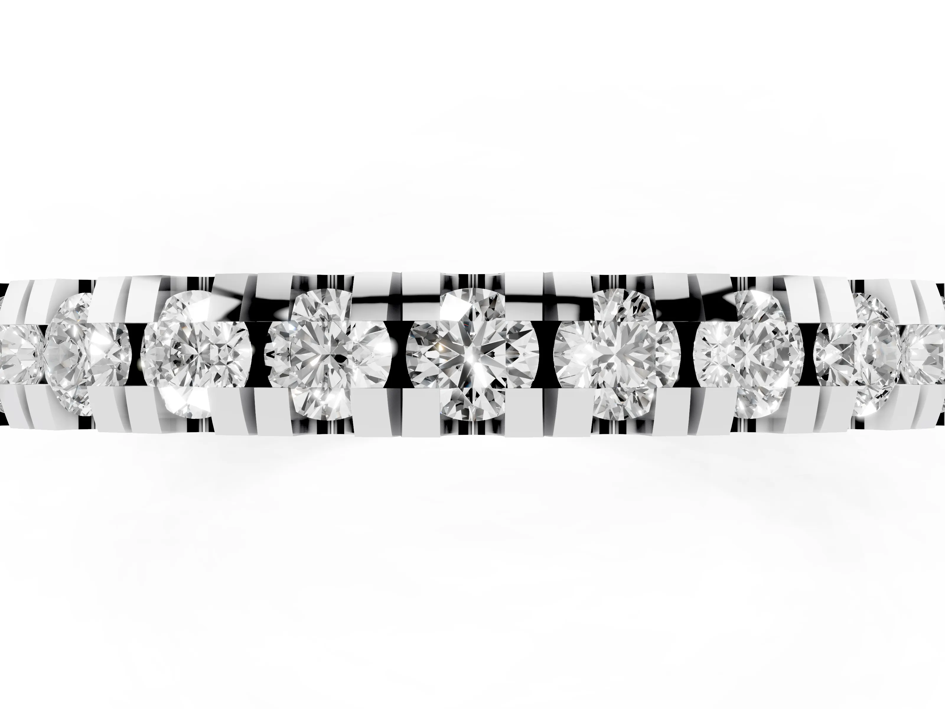 Round Cut Diamond Pavé Thin Band Set in White gold