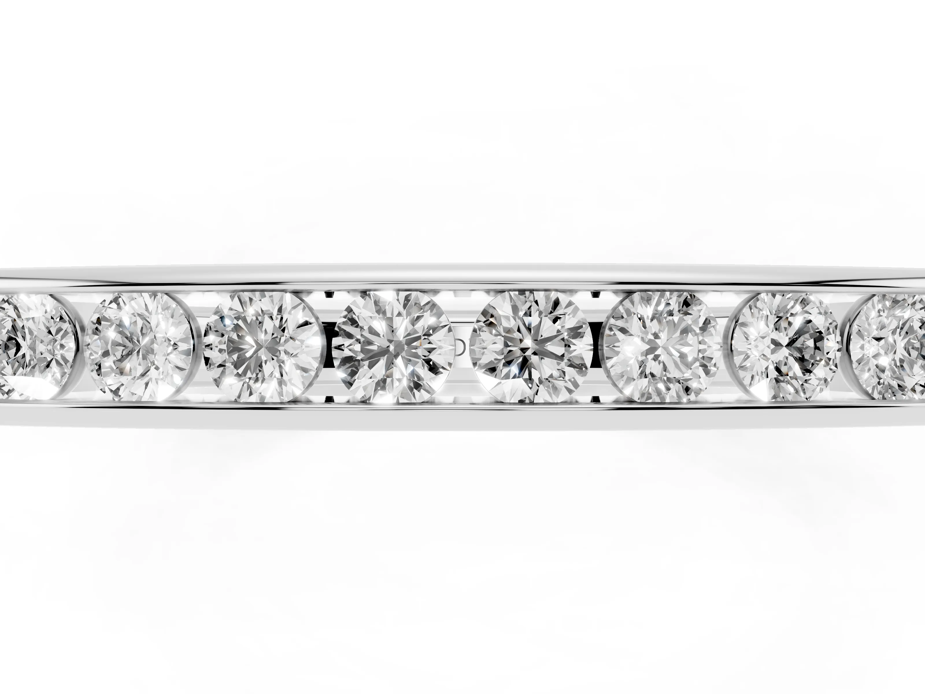 Round Diamond Flat Band Set in Silver with Six-Stone Channel Setting